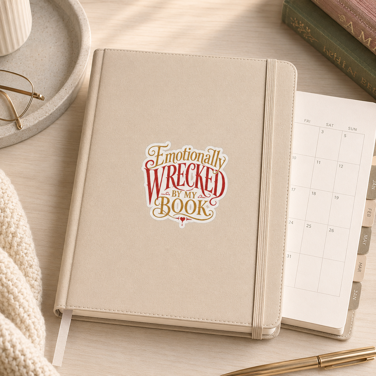 Emotionally Wrecked by My Book Sticker, Book Lover Decal, Literary Reader Gift, Reading Journal, Kindle and Laptop Decor, Bookish Sticker