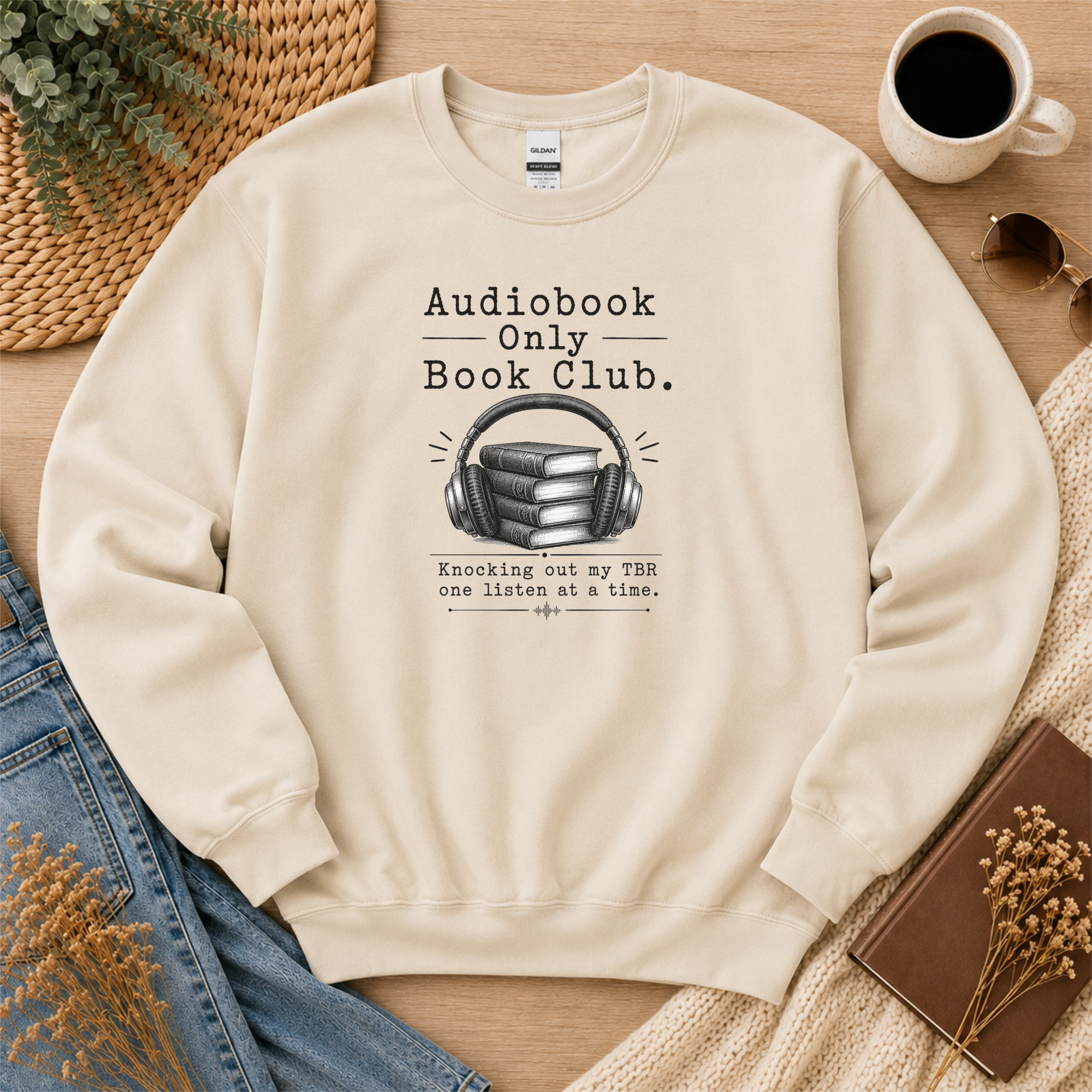 Audiobook Only Book Club Sweatshirt, Audiobook Lover Gift, Reader Crewneck, Cozy Book Club Pullover