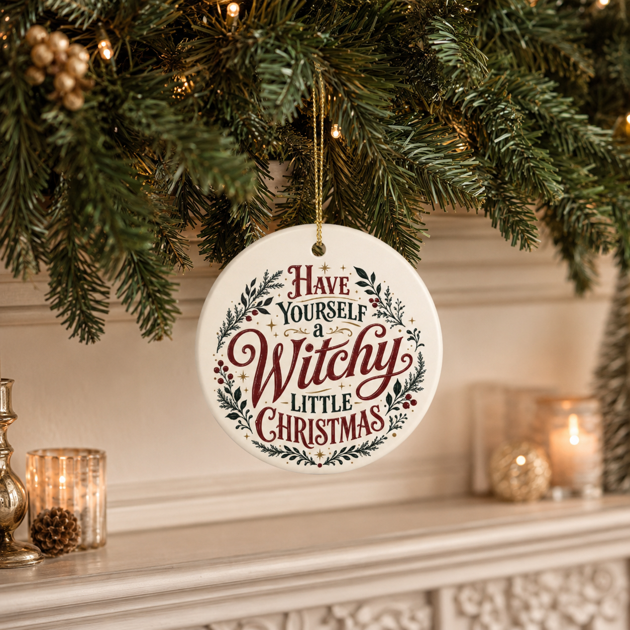 Have Yourself a Witchy Little Christmas Ornament, Witchy Holiday Decor, Christmas Tree Gift, Pagan Wiccan Decor, Magical Yule Accent