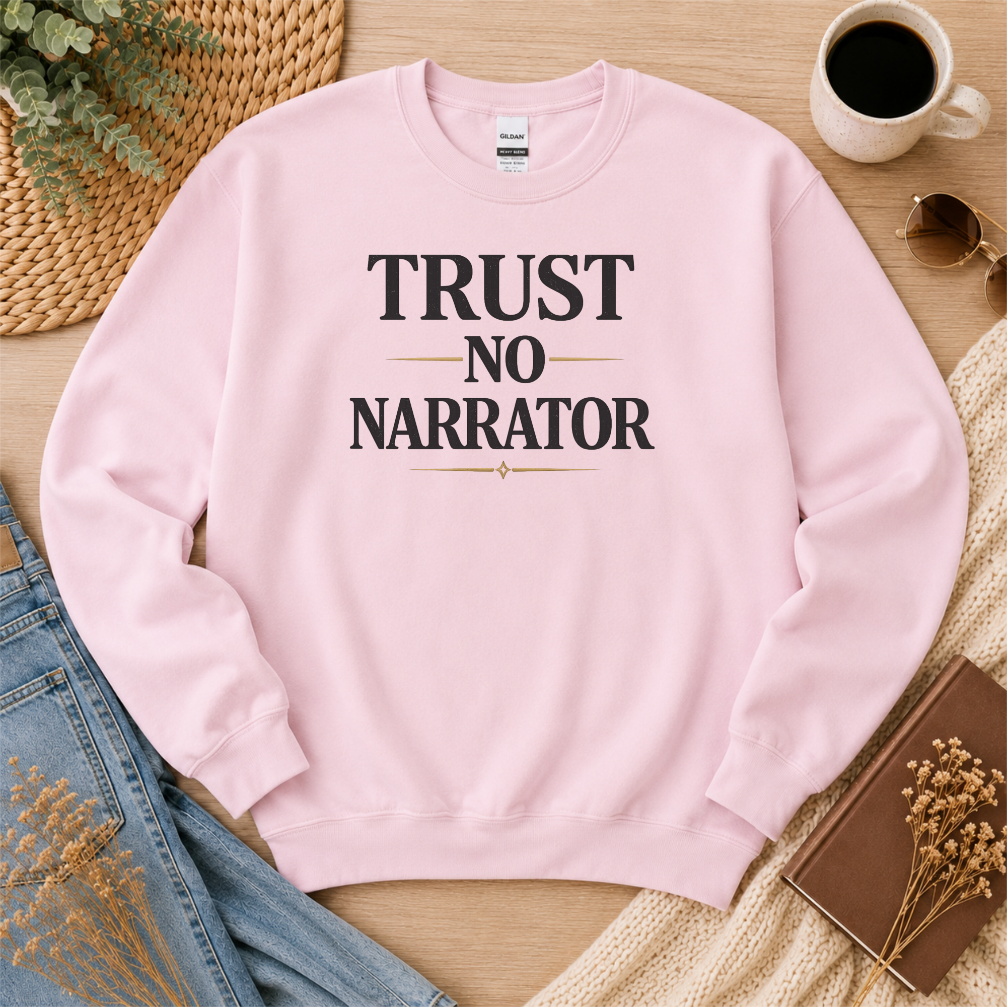 Trust No Narrator Sweatshirt, Psychological Thriller Reader Crewneck, Mystery Reader Gift, Book Club Sweatshirt