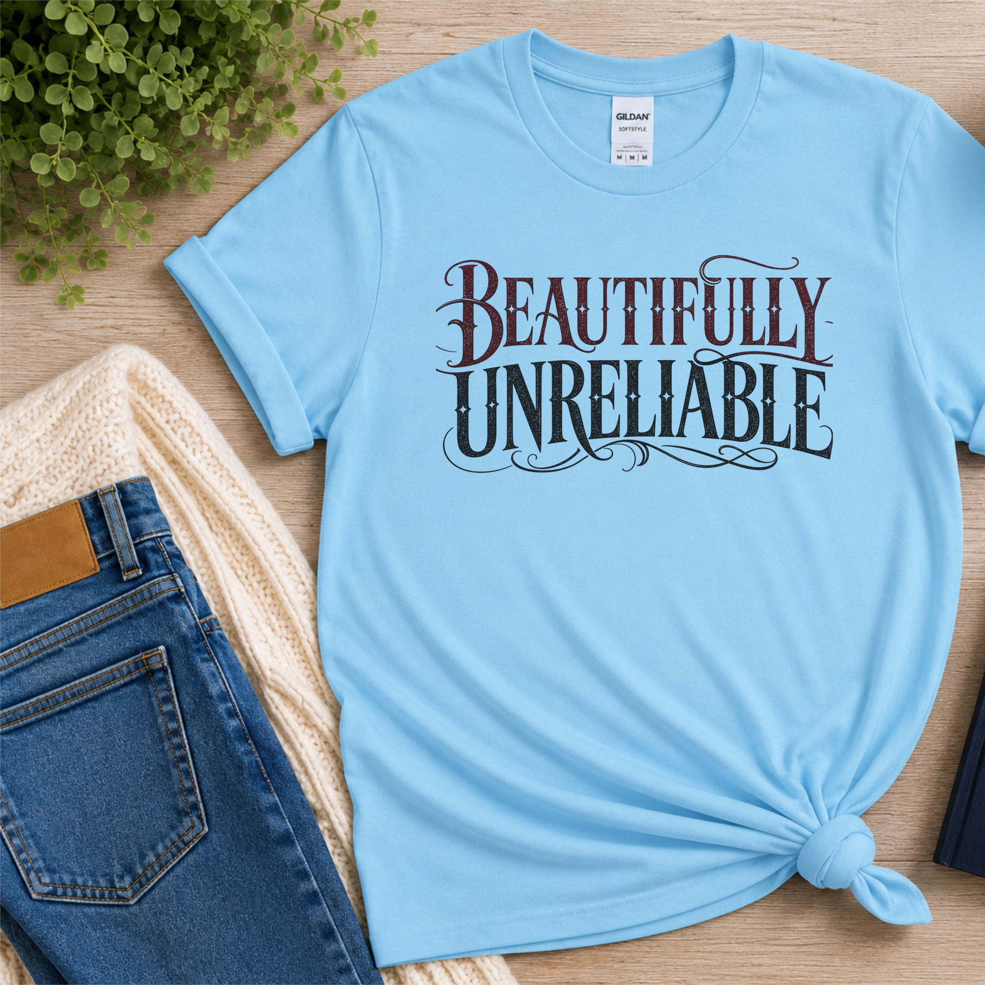 Beautifully Unreliable T-Shirt, Psychological Thriller Reader Shirt, Minimalist Book Lover Tee, Reader Gift