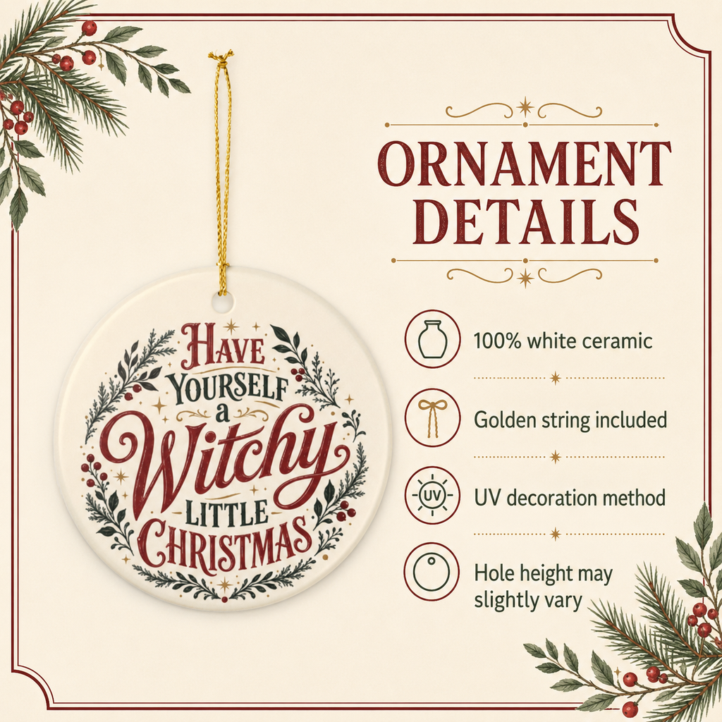 Have Yourself a Witchy Little Christmas Ornament, Witchy Holiday Decor, Christmas Tree Gift, Pagan Wiccan Decor, Magical Yule Accent
