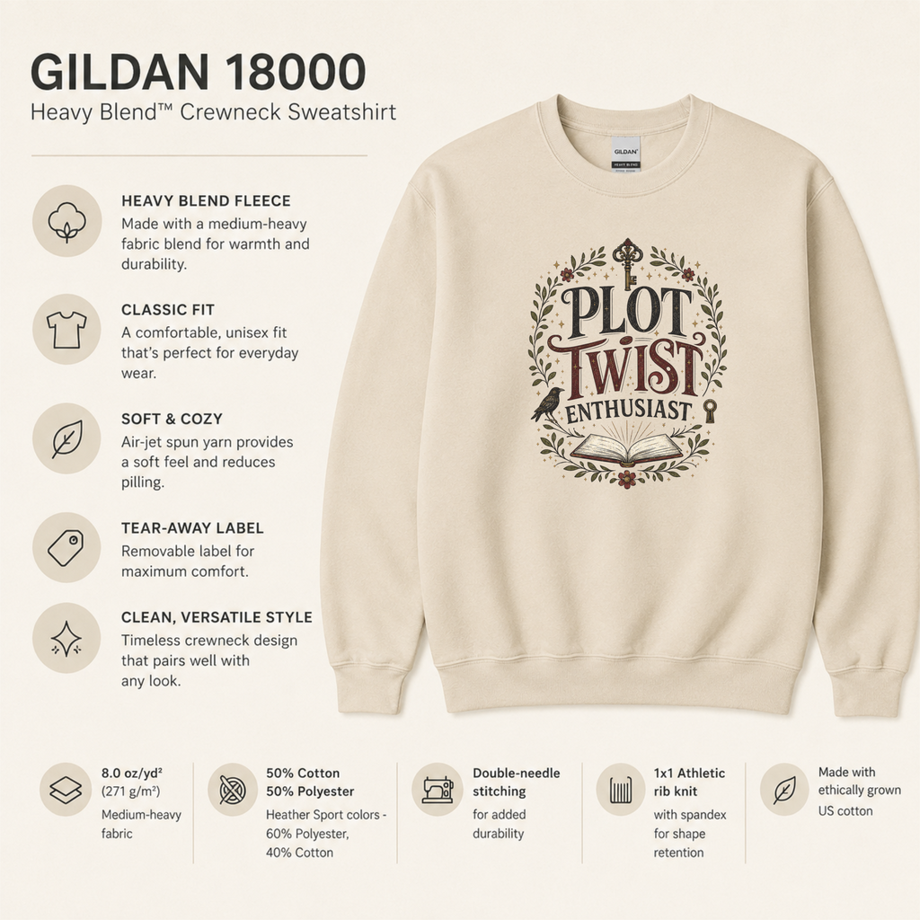 Thriller Reader Sweatshirt, Plot Twist Enthusiast Crewneck, Mystery Book Lover Gift, Cozy Reading Sweatshirt, Book Club Gift