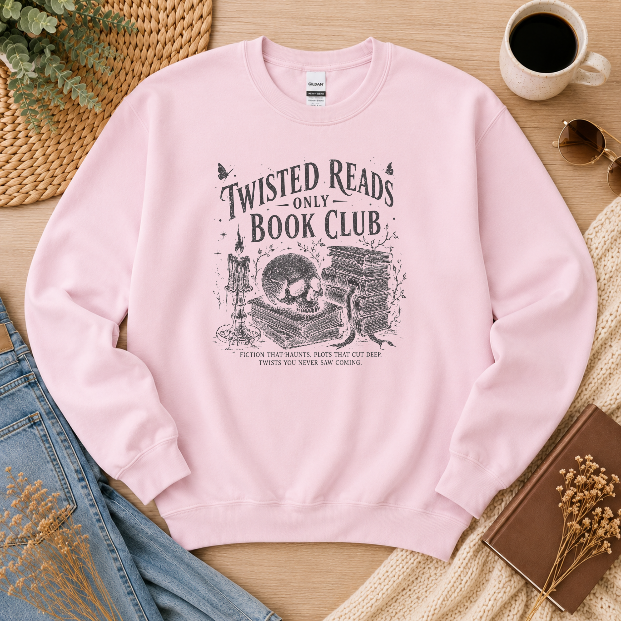 Twisted Reads Only Book Club Sweatshirt, Gothic Book Lover Crewneck, Thriller Reader Gift, Dark Academia Sweatshirt