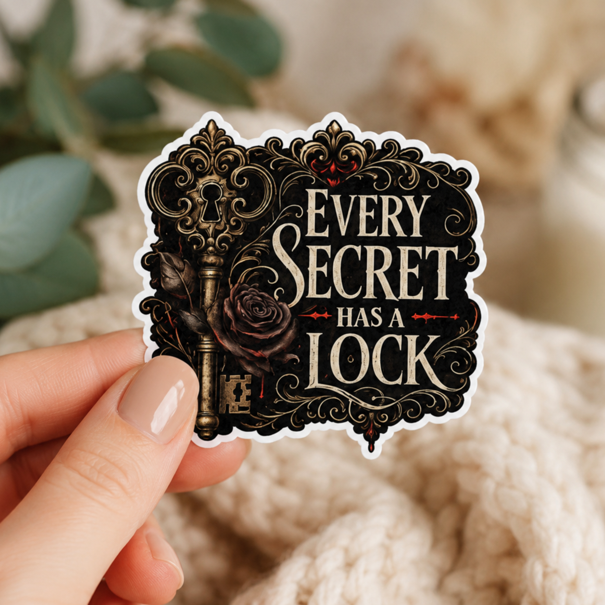 Every Secret Has a Lock Sticker, Gothic Book Sticker, Mystery Reader Vinyl Sticker, Dark Academia Laptop Sticker