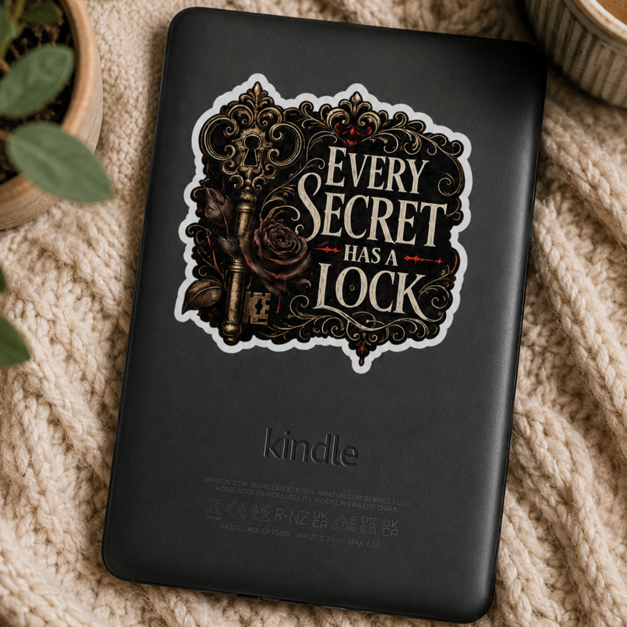 Every Secret Has a Lock Sticker, Gothic Book Sticker, Mystery Reader Vinyl Sticker, Dark Academia Laptop Sticker
