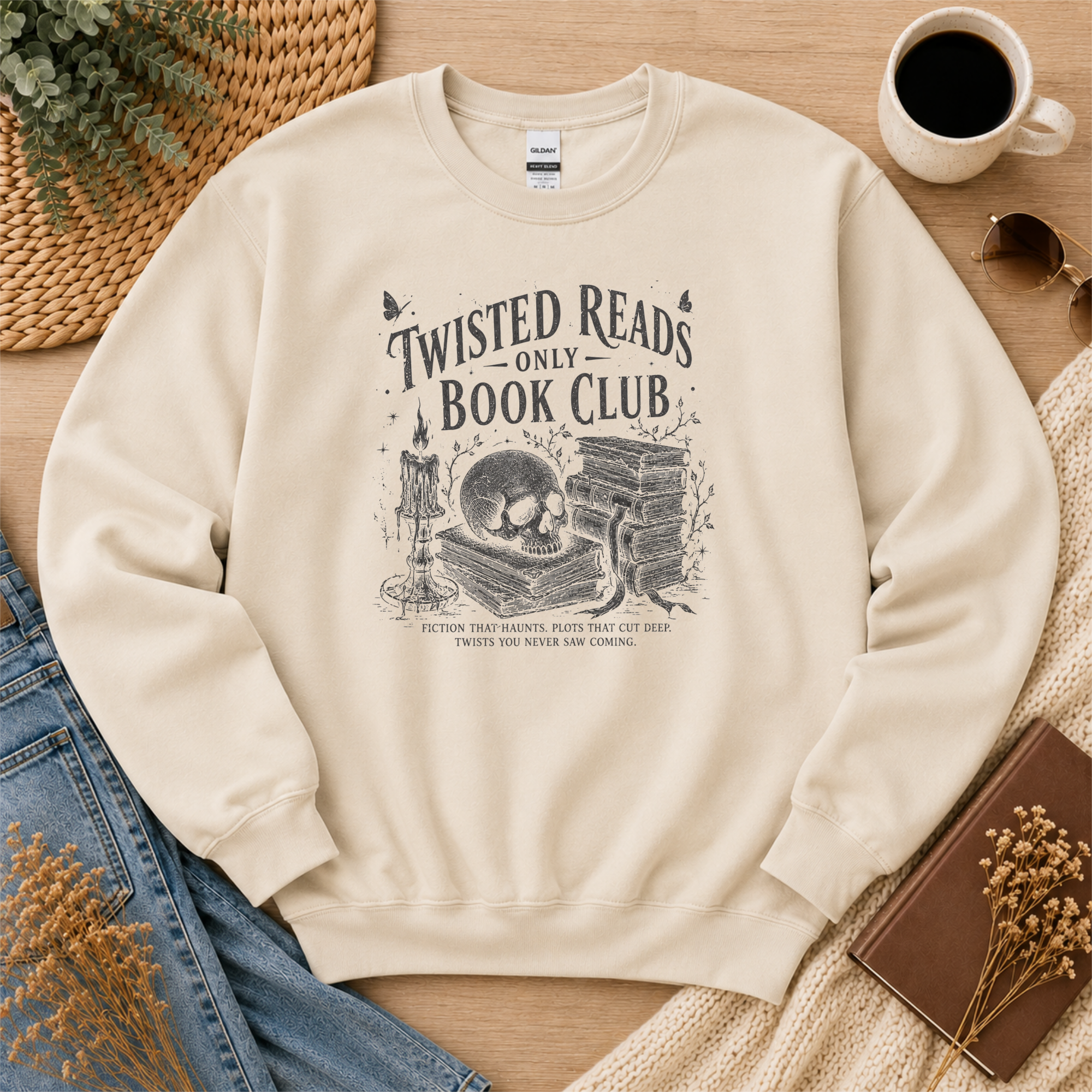 Twisted Reads Only Book Club Sweatshirt, Gothic Book Lover Crewneck, Thriller Reader Gift, Dark Academia Sweatshirt