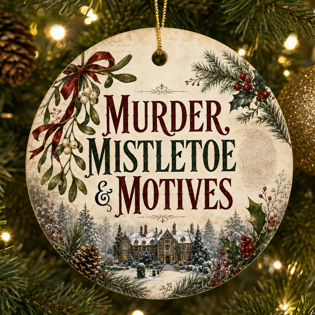 Murder Mistletoe & Motives Ornament, Mystery Reader Christmas Gift, Thriller Book Lover Ornament, Bookish Holiday Decor