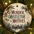 Murder Mistletoe & Motives Ornament, Mystery Reader Christmas Gift, Thriller Book Lover Ornament, Bookish Holiday Decor