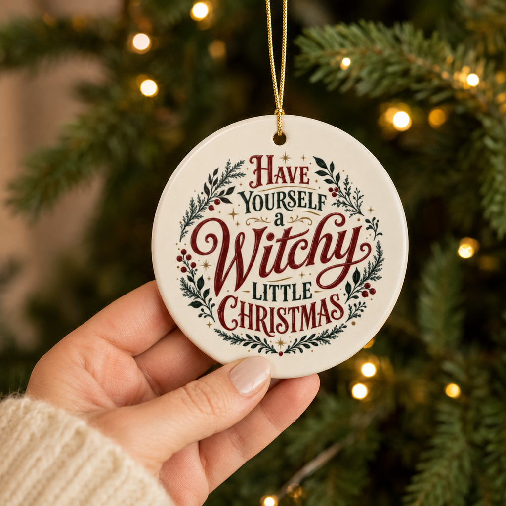 Have Yourself a Witchy Little Christmas Ornament, Witchy Holiday Decor, Christmas Tree Gift, Pagan Wiccan Decor, Magical Yule Accent