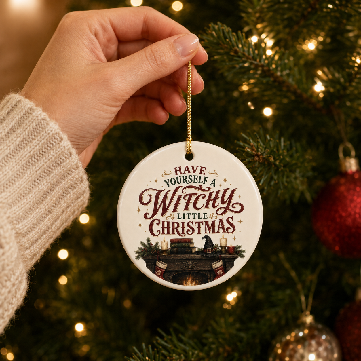 Witchy Christmas Ornament, Have Yourself a Witchy Little Christmas, Magical Holiday Tree Decor, Cozy Gothic Winter Gift