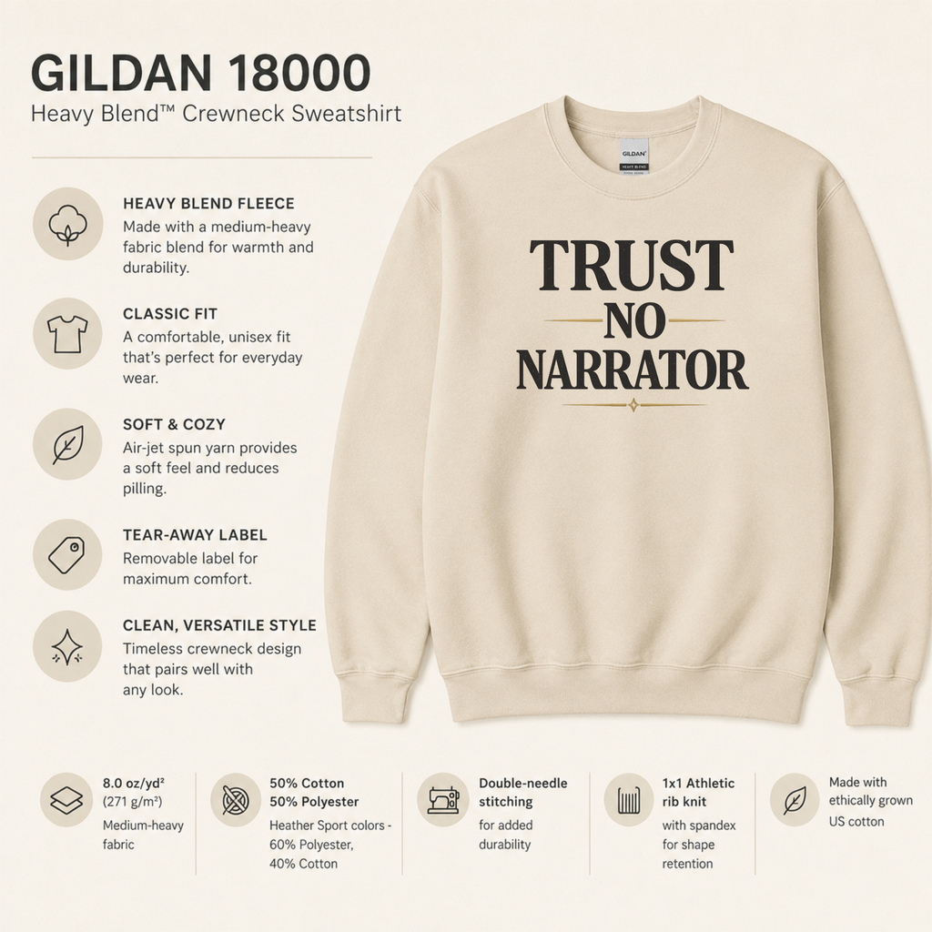 Trust No Narrator Sweatshirt, Psychological Thriller Reader Crewneck, Mystery Reader Gift, Book Club Sweatshirt