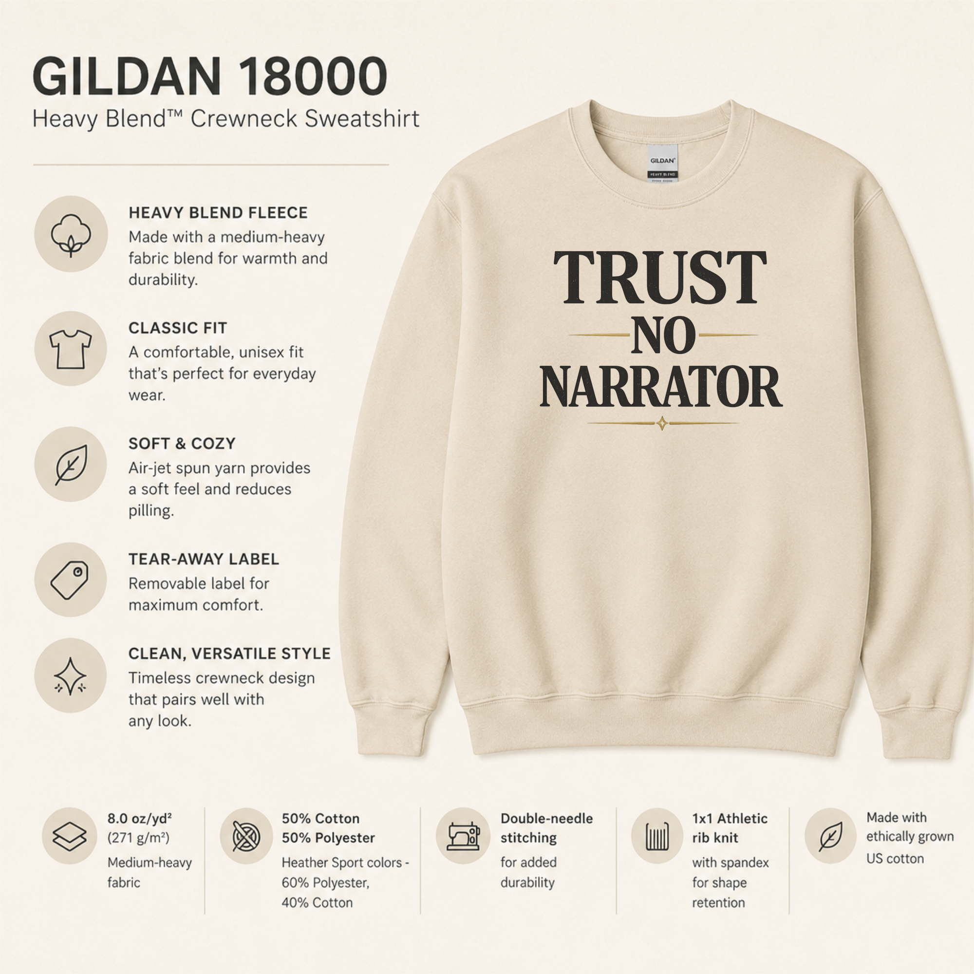 Trust No Narrator Sweatshirt, Psychological Thriller Reader Crewneck, Mystery Reader Gift, Book Club Sweatshirt