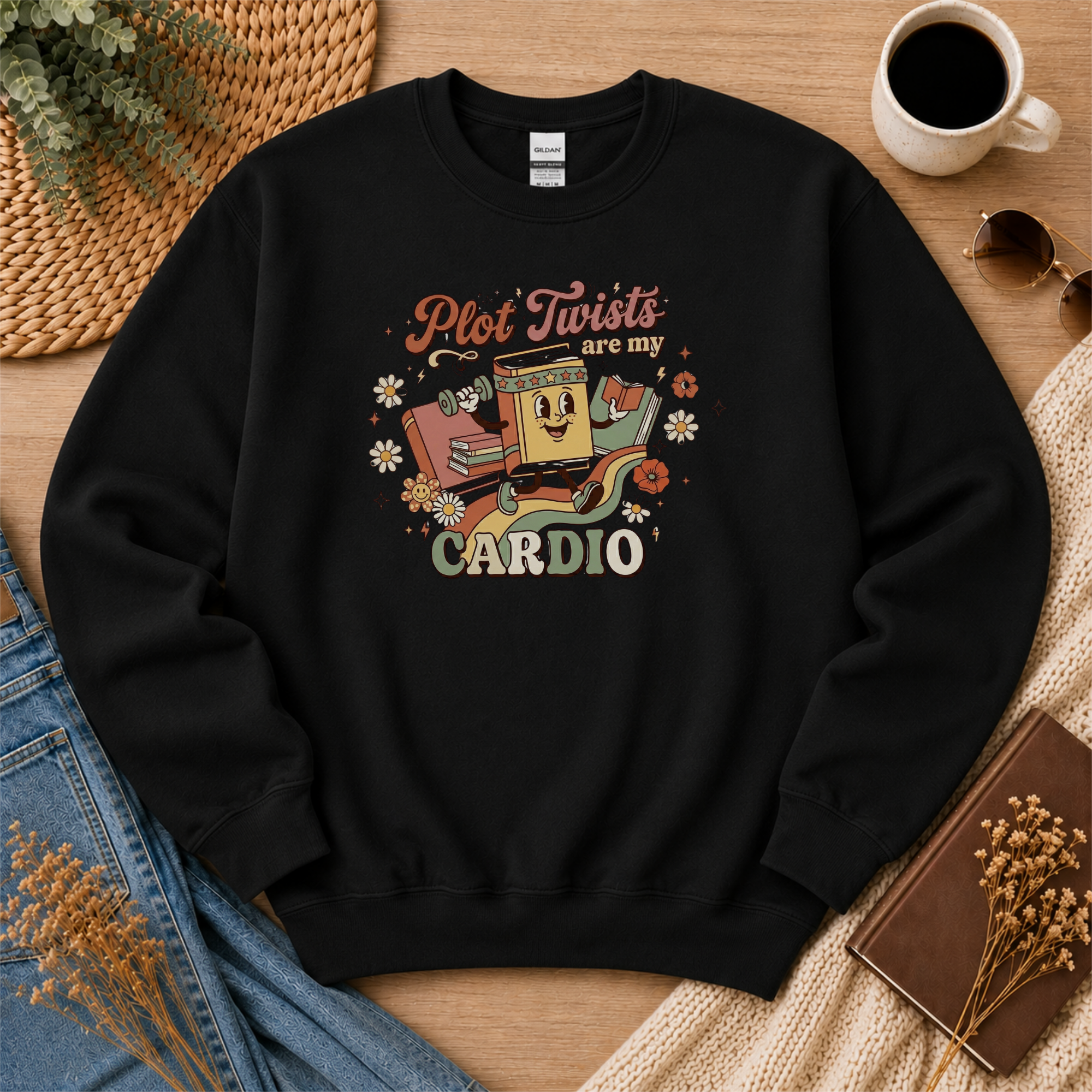 Plot Twists Are My Cardio Sweatshirt, Funny Thriller Reader Gift, Book Lover Crewneck, Mystery Reader Sweatshirt