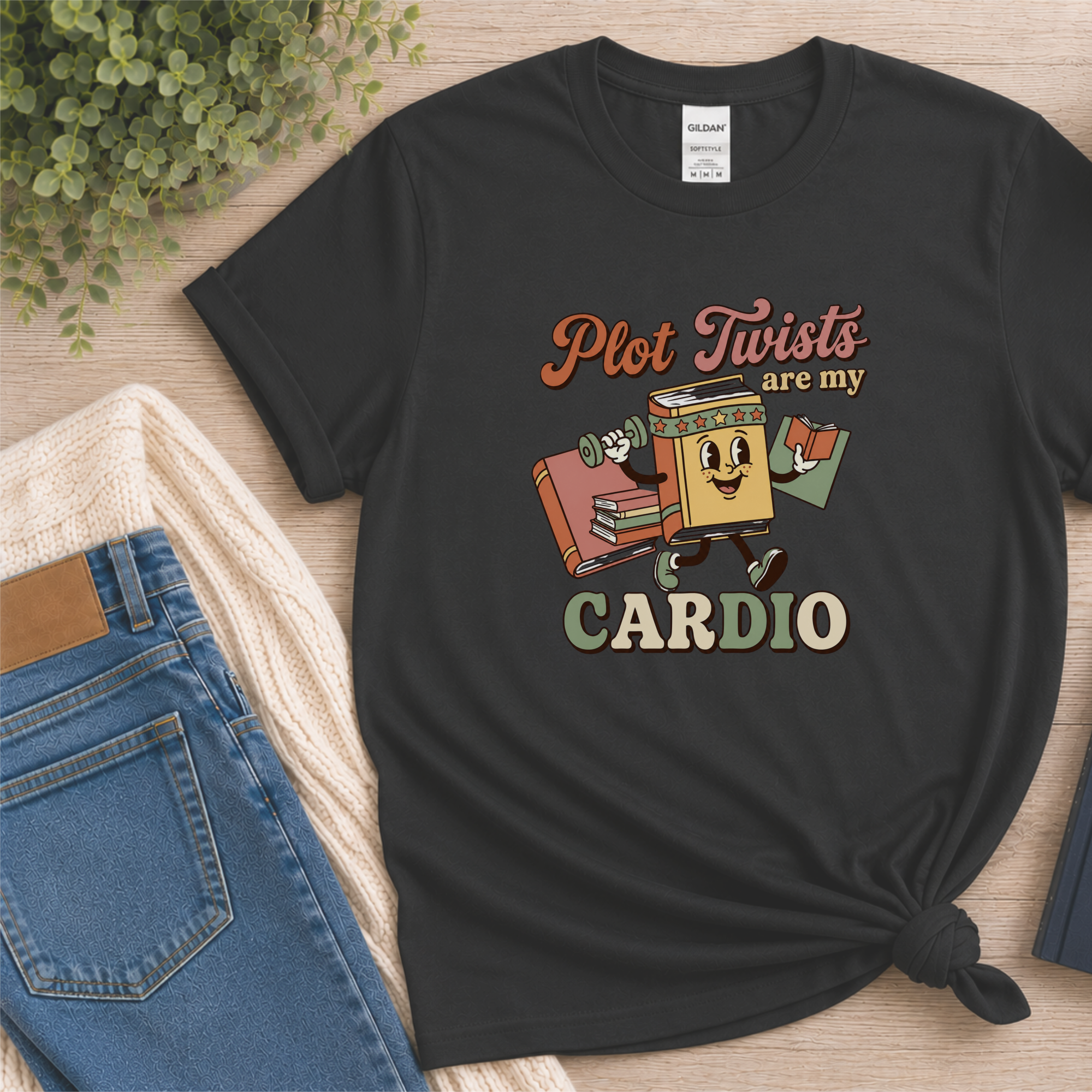 Plot Twists Are My Cardio T-Shirt, Funny BookTok Reader Tee, Book Lover Gift, Retro Bookworm Book Club Shirt