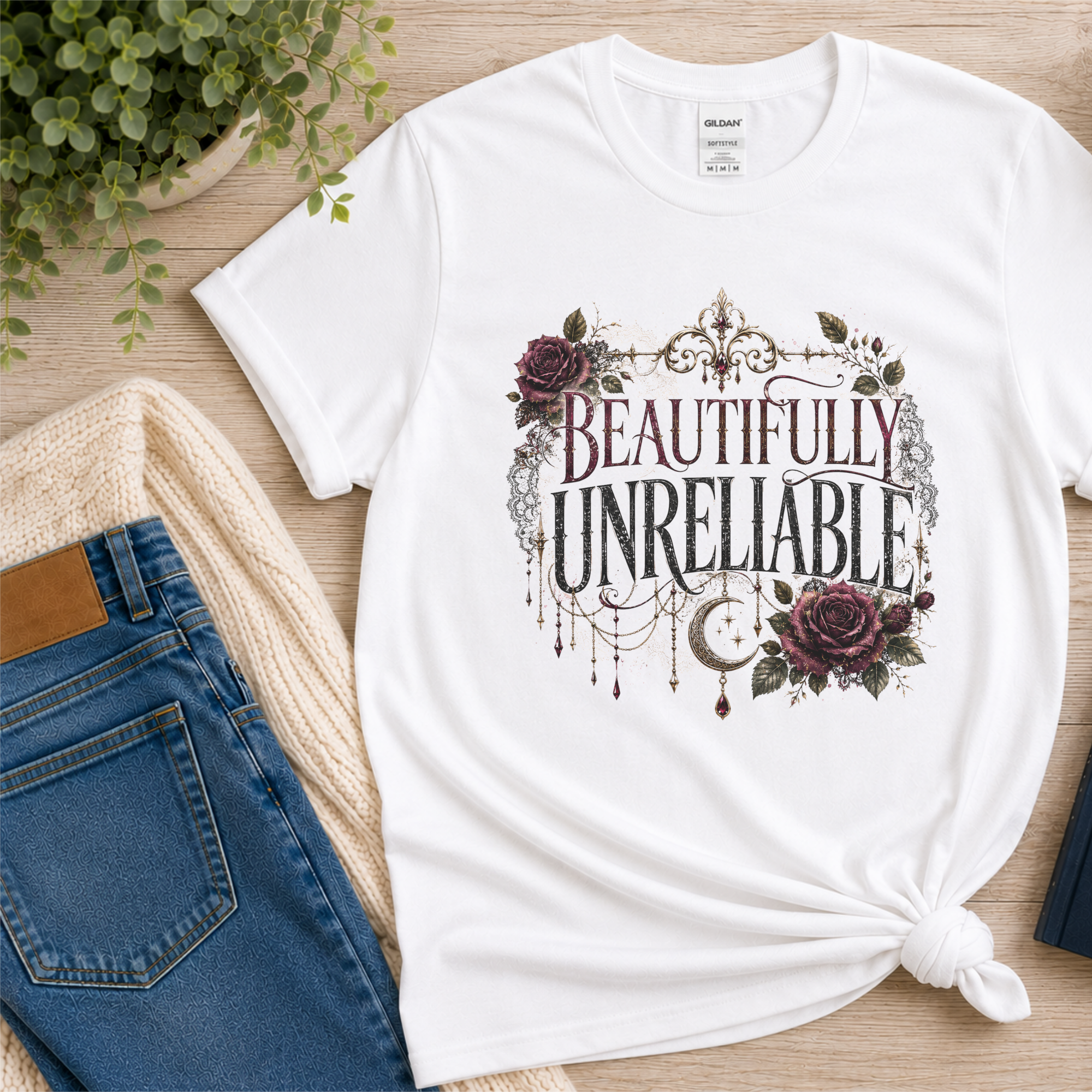 Beautifully Unreliable Shirt, Dark Romance T-Shirt, Gothic Book Lover Gift, Psychological Thriller Reader Tee, Dark Academia Shirt