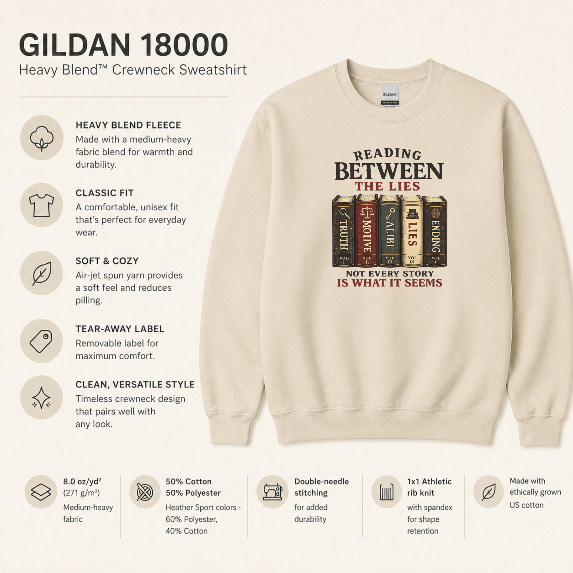 Reading Between the Lies Sweatshirt, Psychological Thriller Reader Sweatshirt, Mystery Book Lover Gift, Book Club Crewneck, Cozy Reader Sweatshirt