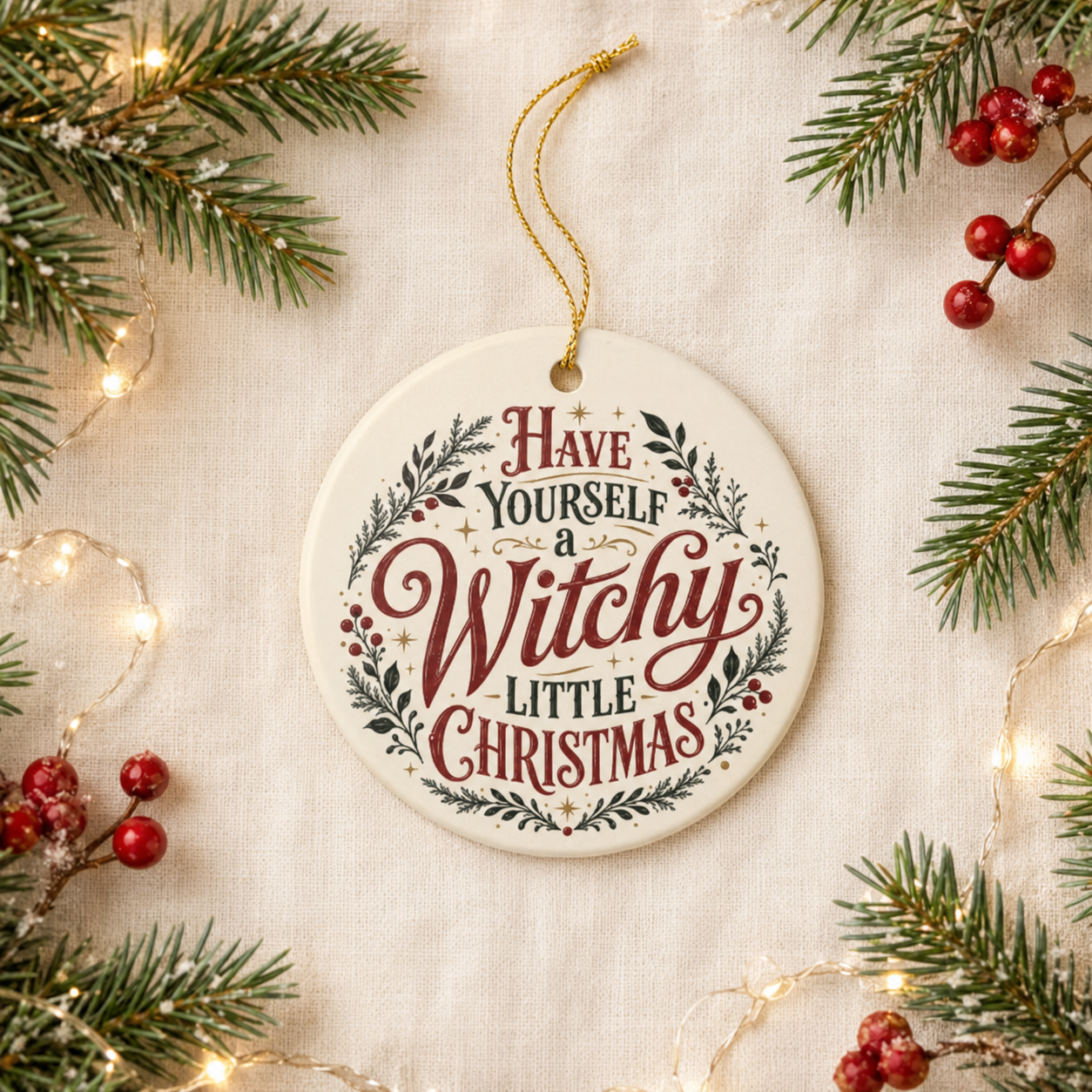 Have Yourself a Witchy Little Christmas Ornament, Witchy Holiday Decor, Christmas Tree Gift, Pagan Wiccan Decor, Magical Yule Accent