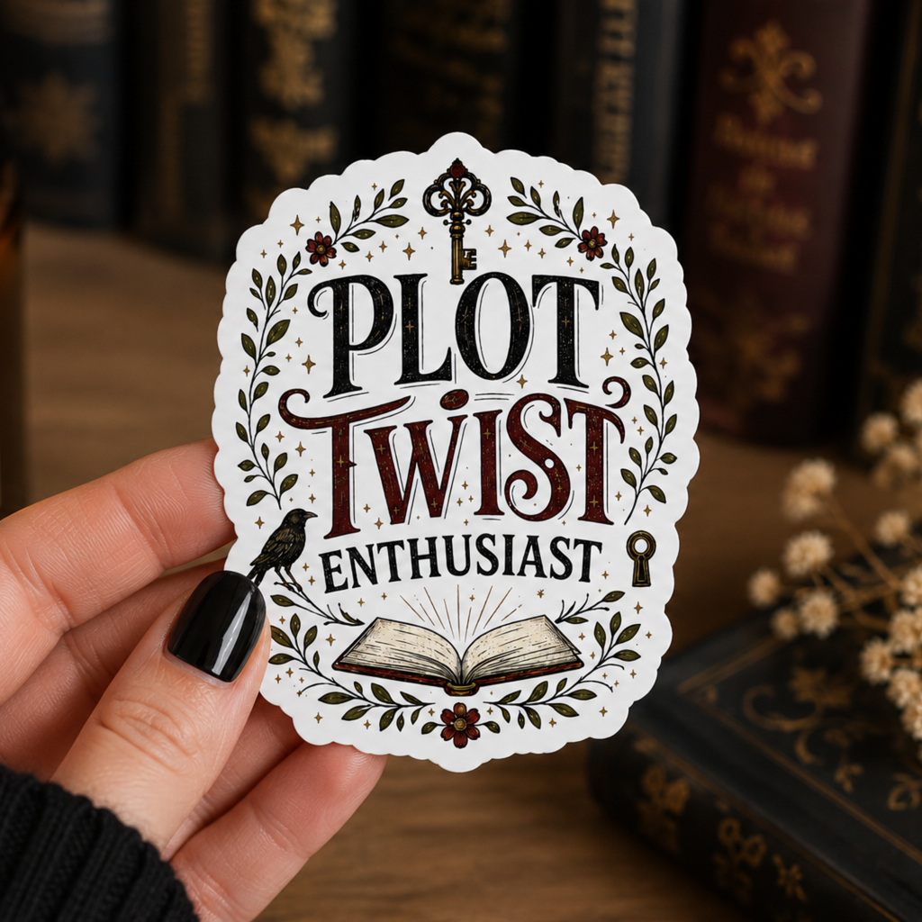 Thriller Reader Sticker, Plot Twist Enthusiast Sticker, Mystery Book Lover Gift, Kindle Laptop Water Bottle Sticker