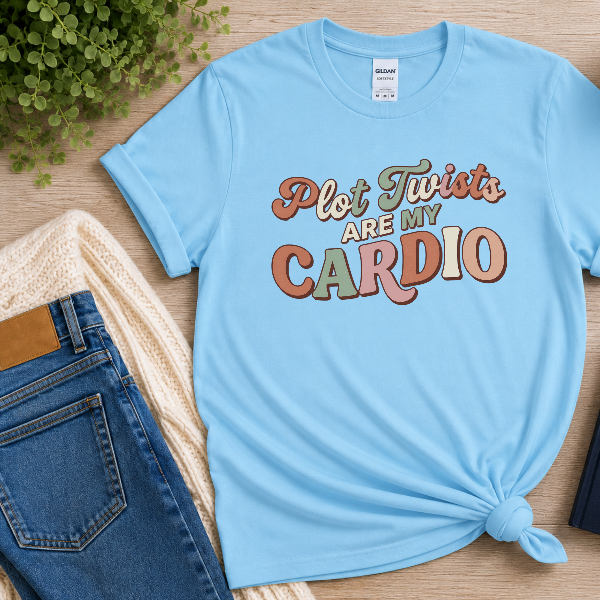 Plot Twists Are My Cardio Tshirt Retro Book Lover Tee Funny Bookish Reader Shirt Thriller Mystery Reading Gift Bookworm Boho Bibliophile