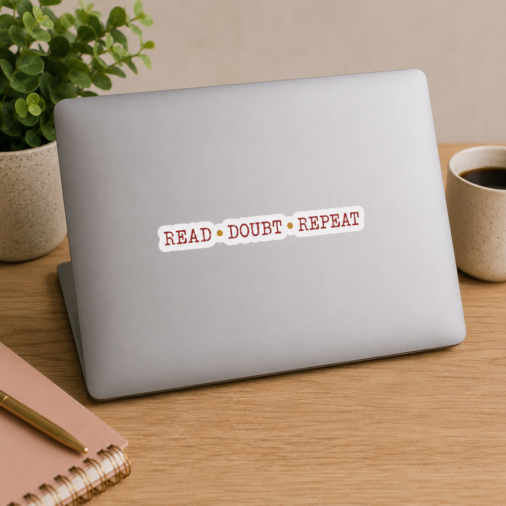 Read Doubt Repeat Sticker, Psychological Thriller Sticker, Mystery Reader Gift, Book Lover Sticker, Kindle Sticker, Laptop Sticker