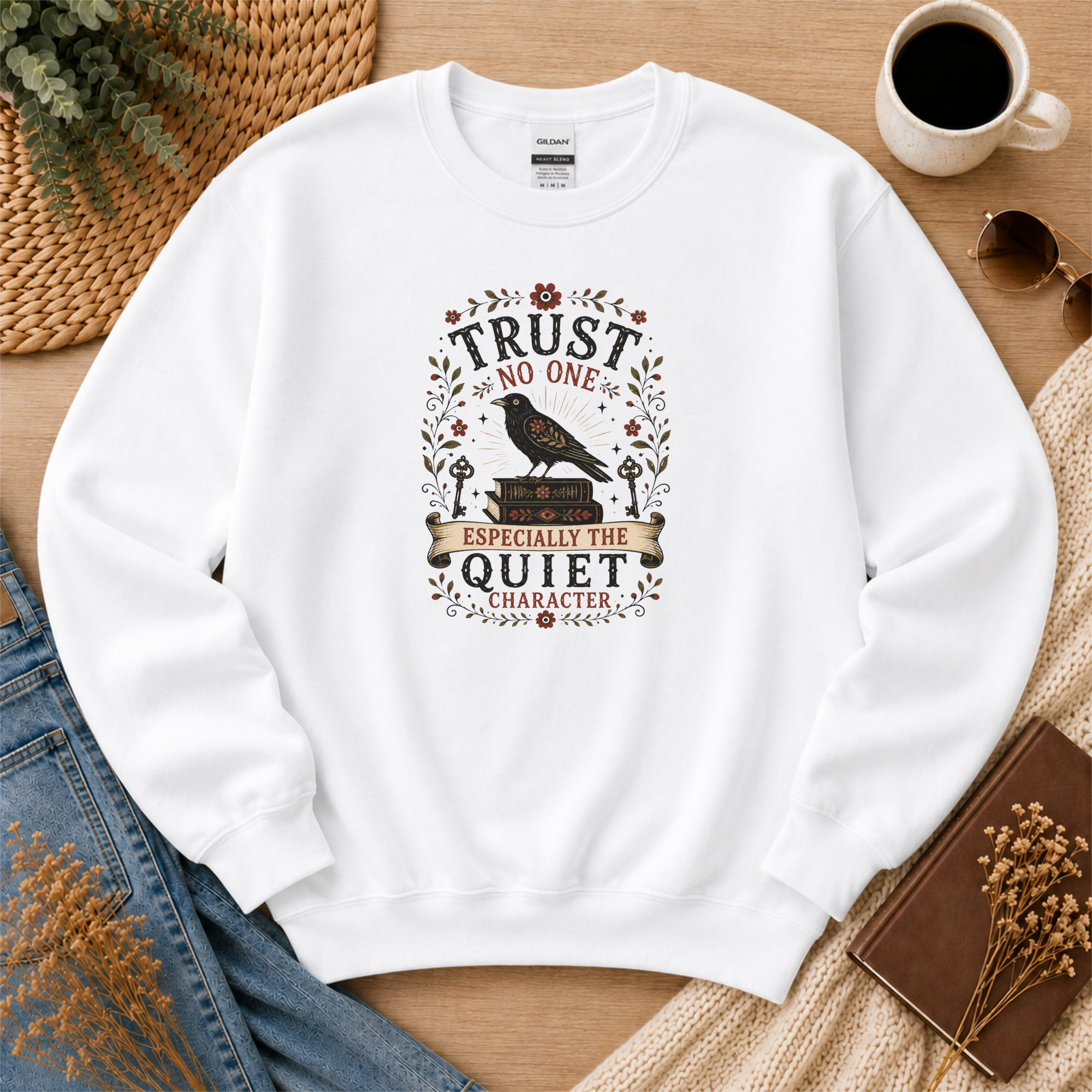 Trust No One Sweatshirt, Psychological Thriller Reader Gift, Quiet Character Crewneck, Mystery Book Lover Sweatshirt