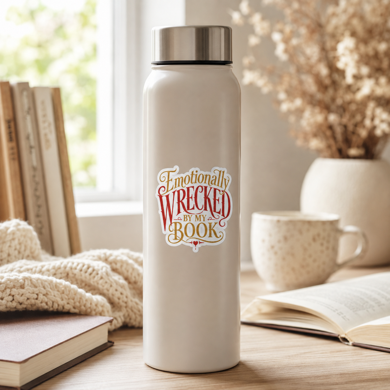 Emotionally Wrecked by My Book Sticker, Book Lover Decal, Literary Reader Gift, Reading Journal, Kindle and Laptop Decor, Bookish Sticker