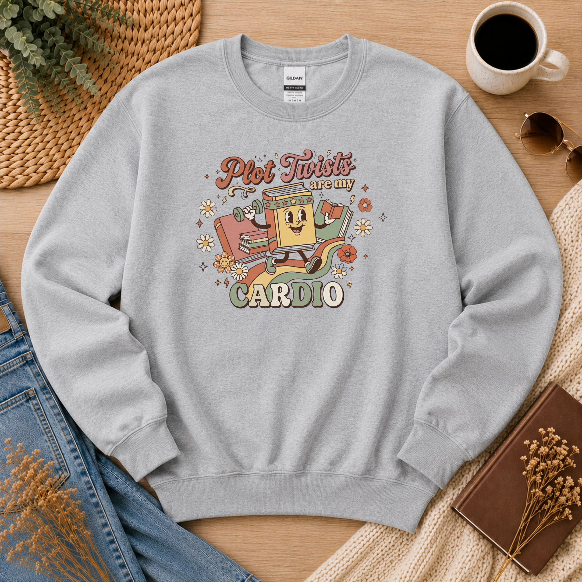 Plot Twists Are My Cardio Sweatshirt, Funny Thriller Reader Gift, Book Lover Crewneck, Mystery Reader Sweatshirt