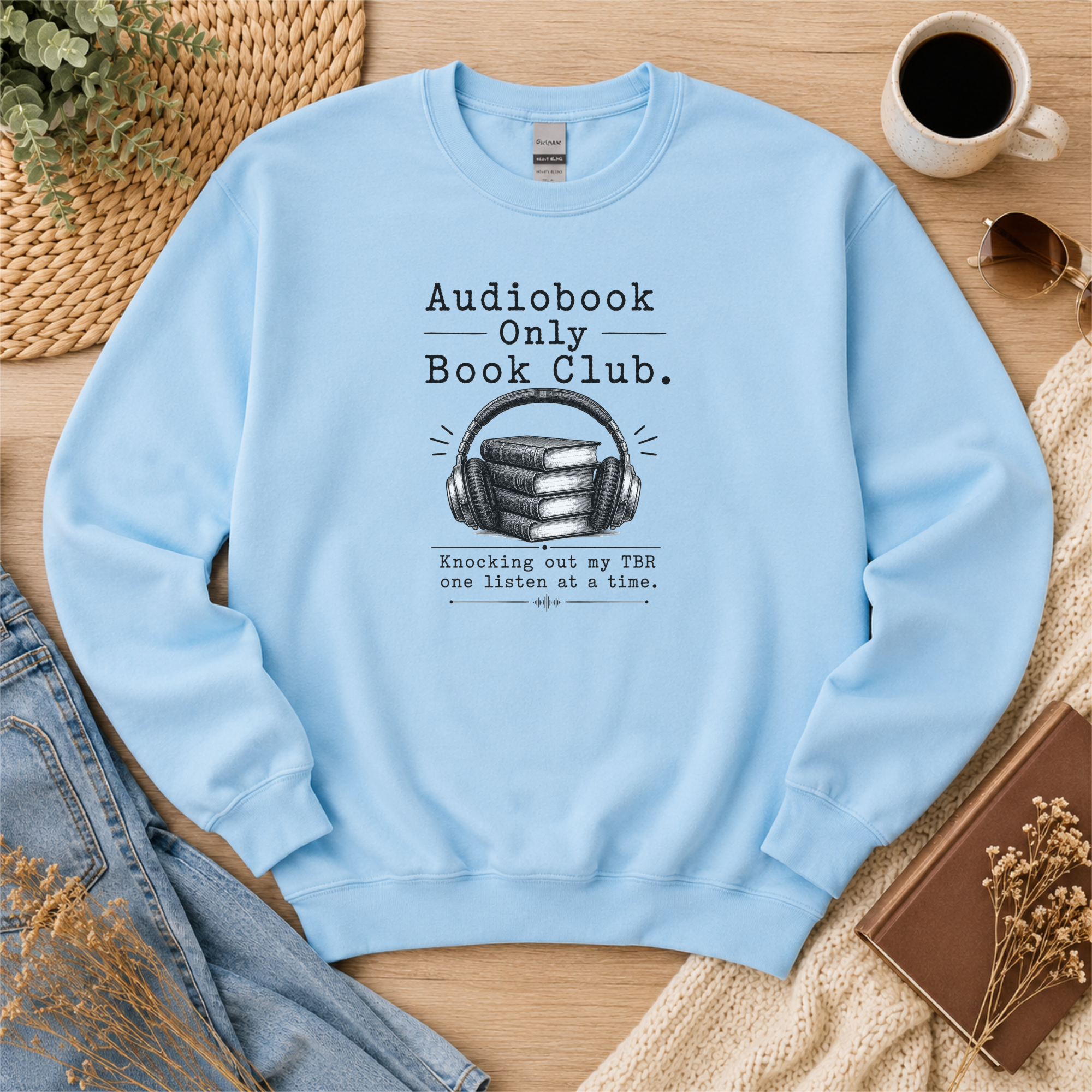 Audiobook Only Book Club Sweatshirt, Audiobook Lover Gift, Reader Crewneck, Cozy Book Club Pullover