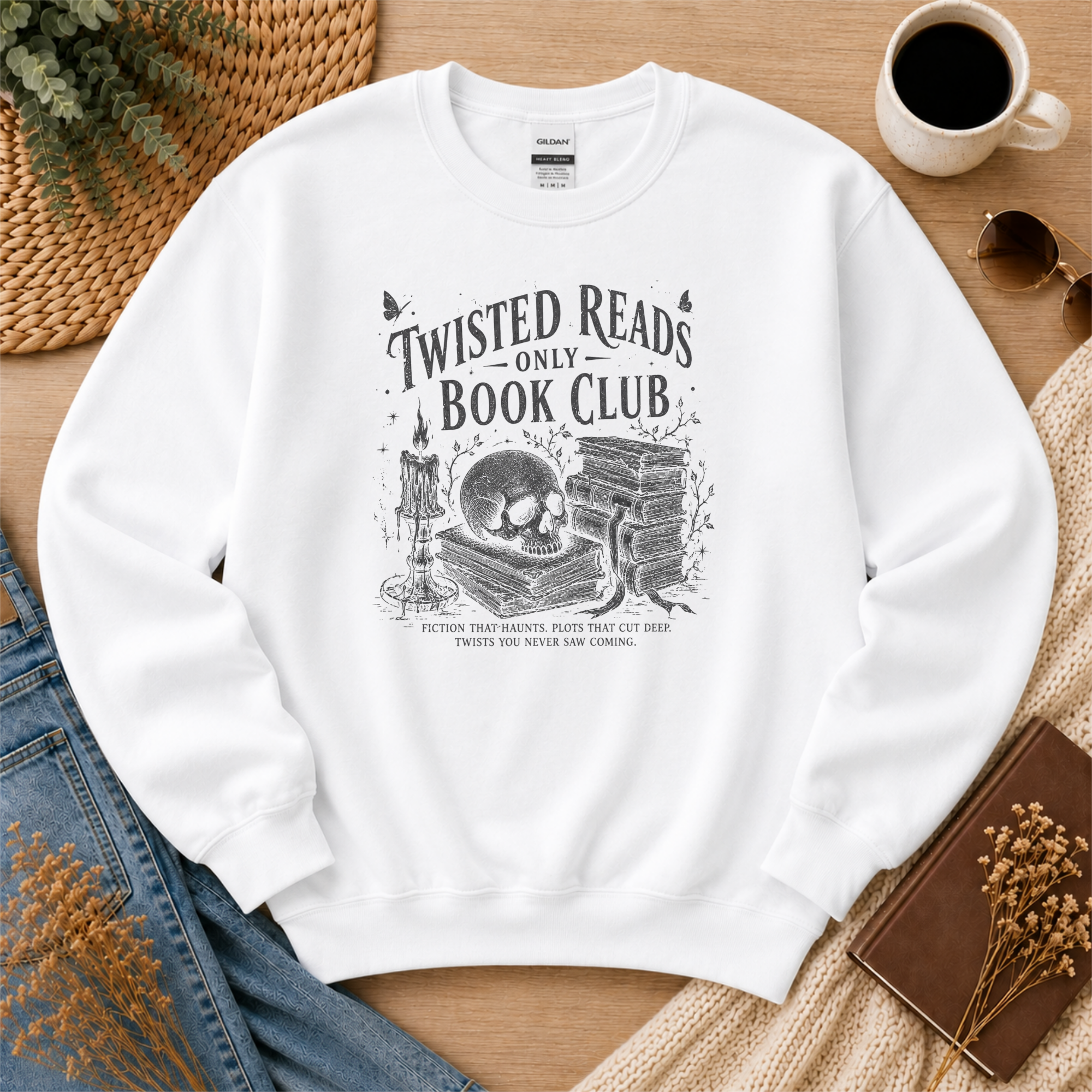 Twisted Reads Only Book Club Sweatshirt, Gothic Book Lover Crewneck, Thriller Reader Gift, Dark Academia Sweatshirt