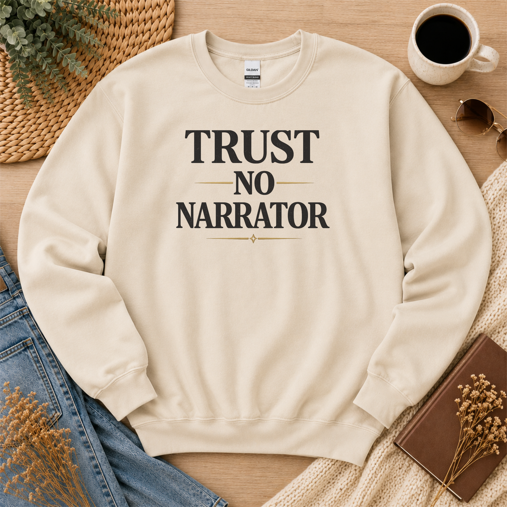Trust No Narrator Sweatshirt, Psychological Thriller Reader Crewneck, Mystery Reader Gift, Book Club Sweatshirt