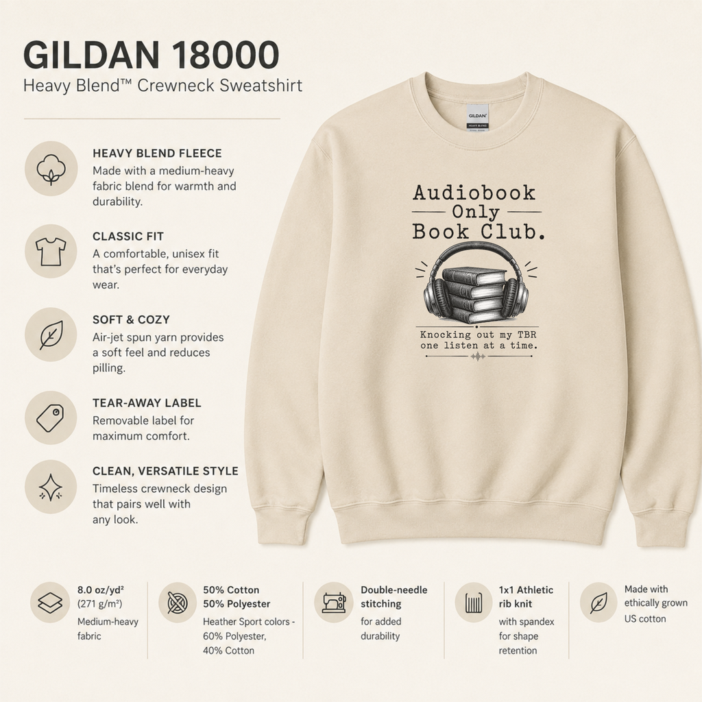 Audiobook Only Book Club Sweatshirt, Audiobook Lover Gift, Reader Crewneck, Cozy Book Club Pullover