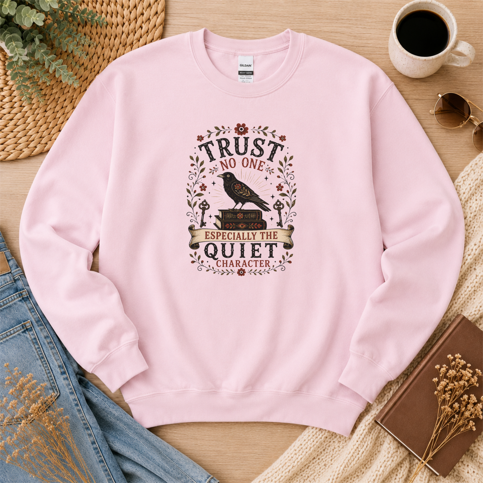Trust No One Sweatshirt, Psychological Thriller Reader Gift, Quiet Character Crewneck, Mystery Book Lover Sweatshirt