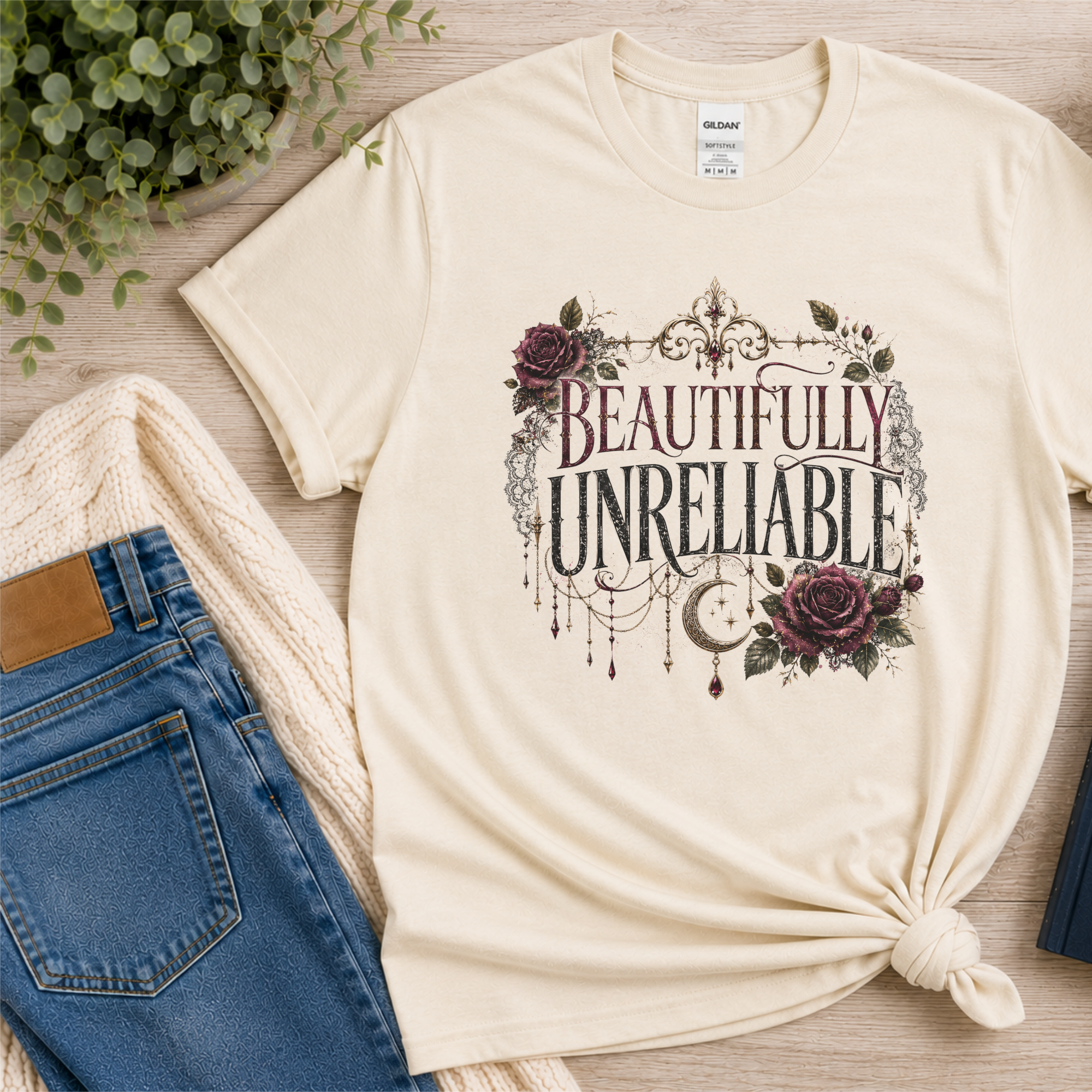 Beautifully Unreliable Shirt, Dark Romance T-Shirt, Gothic Book Lover Gift, Psychological Thriller Reader Tee, Dark Academia Shirt