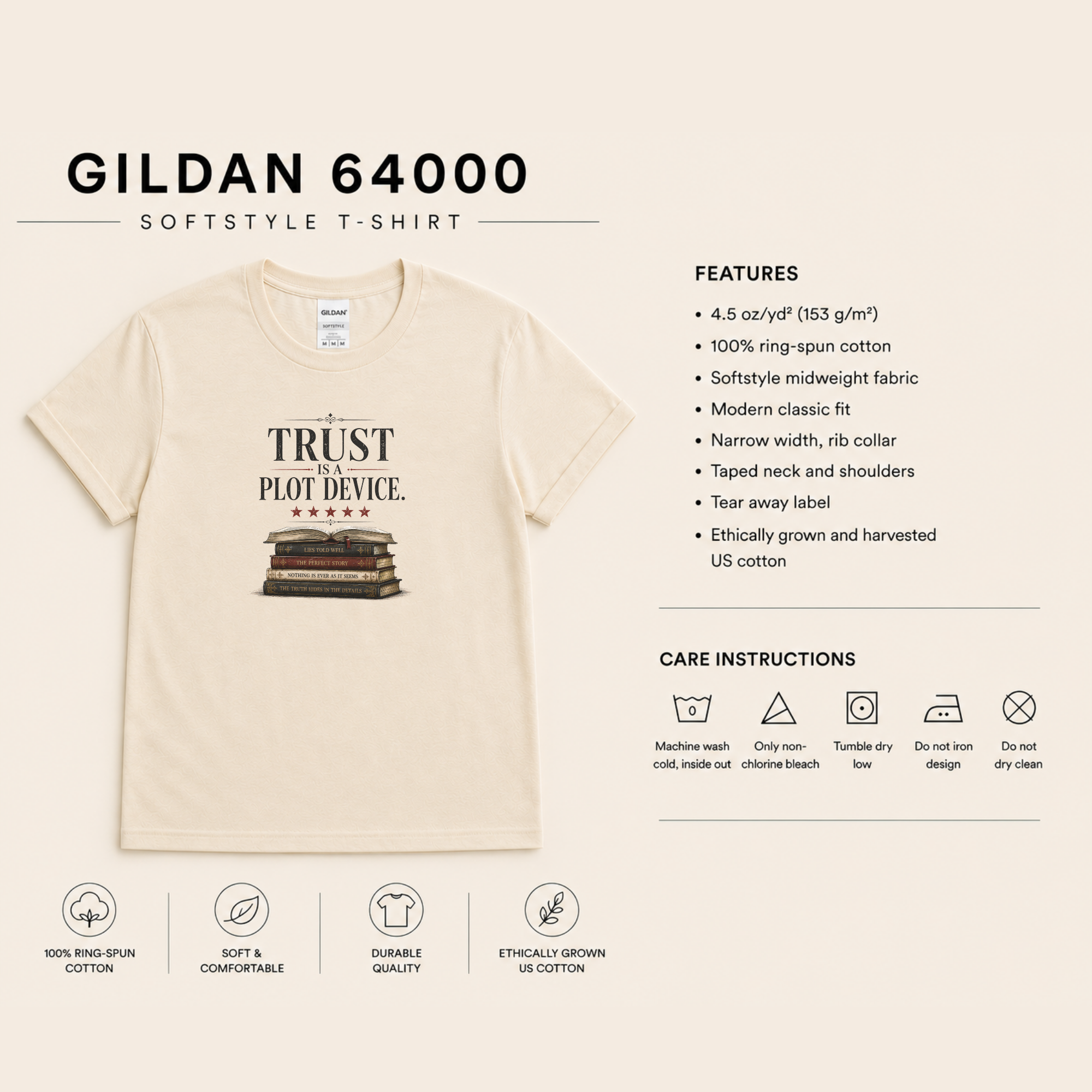 Trust Is a Plot Device Shirt, Psychological Thriller Reader T-Shirt, Mystery Book Lover Gift, Suspense Book Club Tee