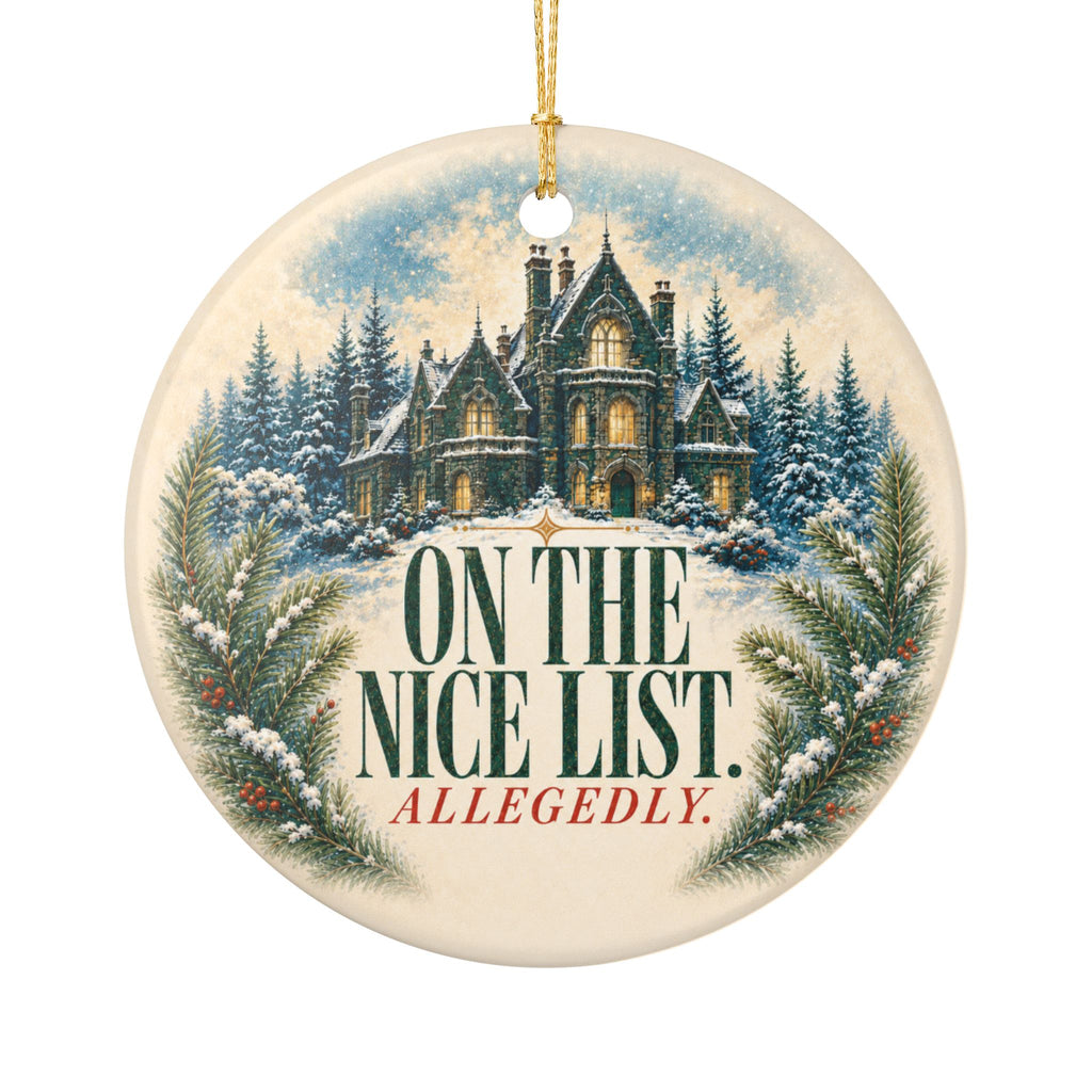 Personalized Mystery Reader Christmas Ornament, On the Nice List Allegedly, Book Lover Holiday Decor, Literary Gift