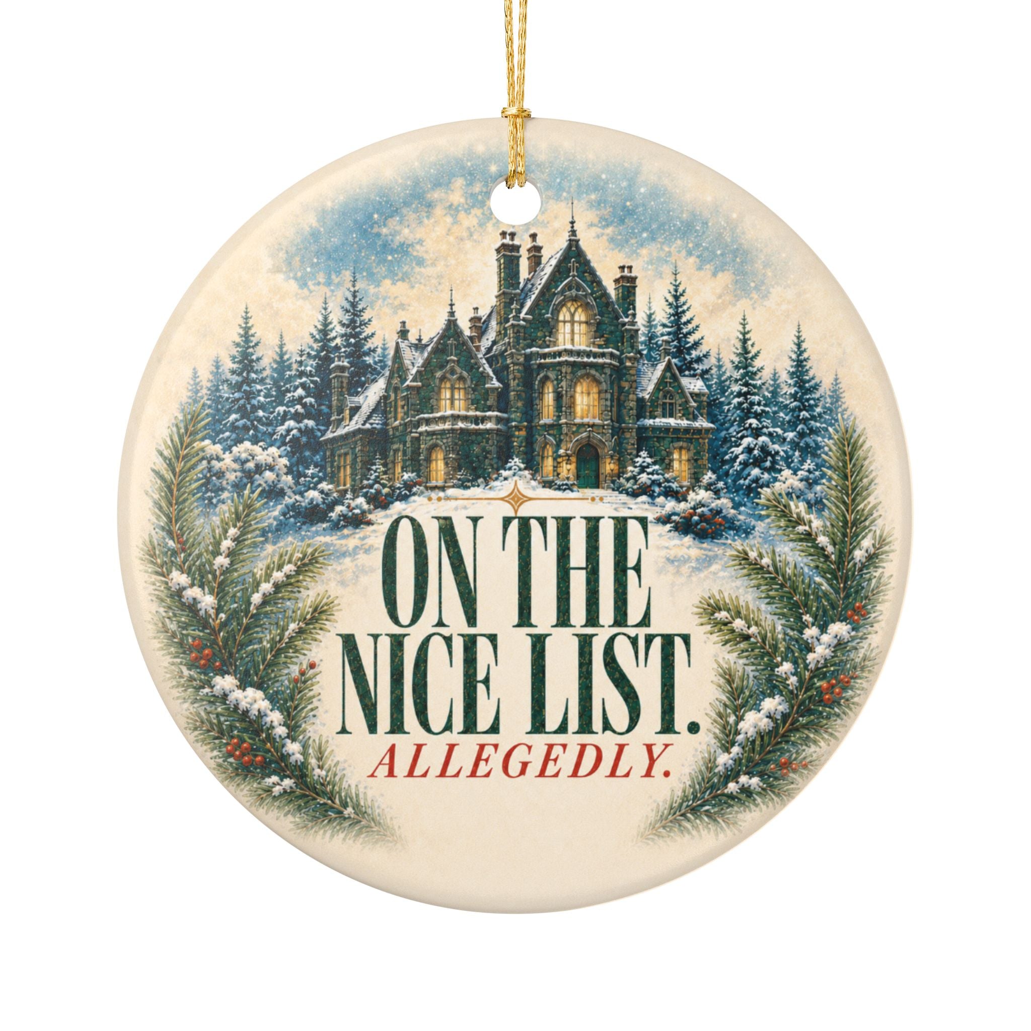 Personalized Mystery Reader Christmas Ornament, On the Nice List Allegedly, Book Lover Holiday Decor, Literary Gift