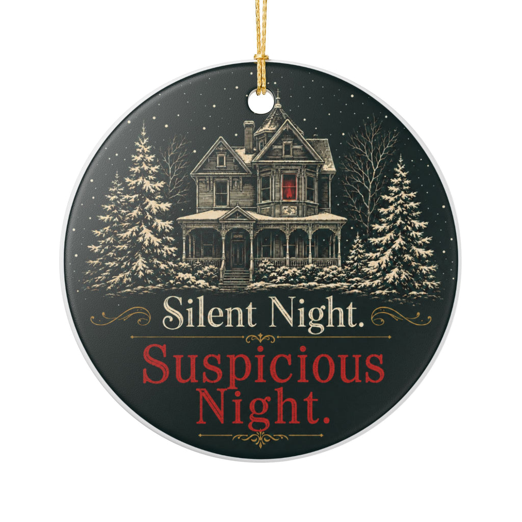 Suspicious Night Christmas Ornament, Mystery Reader Gift, Dark Academia Holiday Decor, Gothic Manor Tree Ornament for Thriller Fans