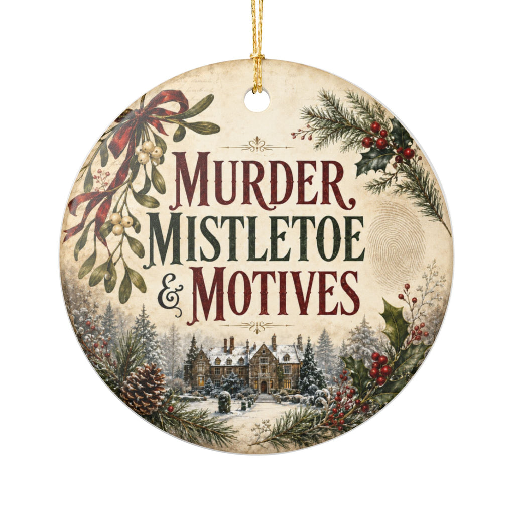 Murder Mistletoe & Motives Ornament, Mystery Reader Christmas Gift, Thriller Book Lover Ornament, Bookish Holiday Decor