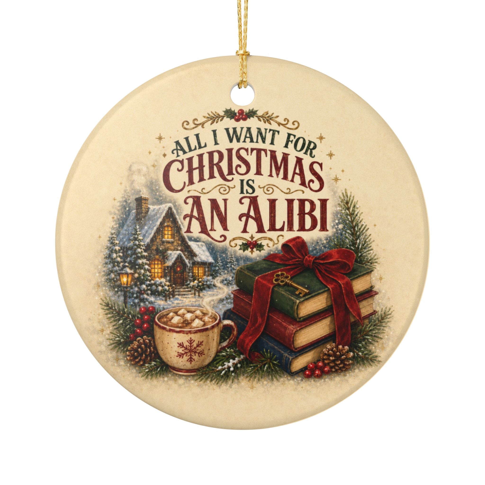 Mystery Reader Christmas Ornament, All I Want for Christmas Is an Alibi, Book Lover Holiday Decor, Personalized Family Tree Gift Idea