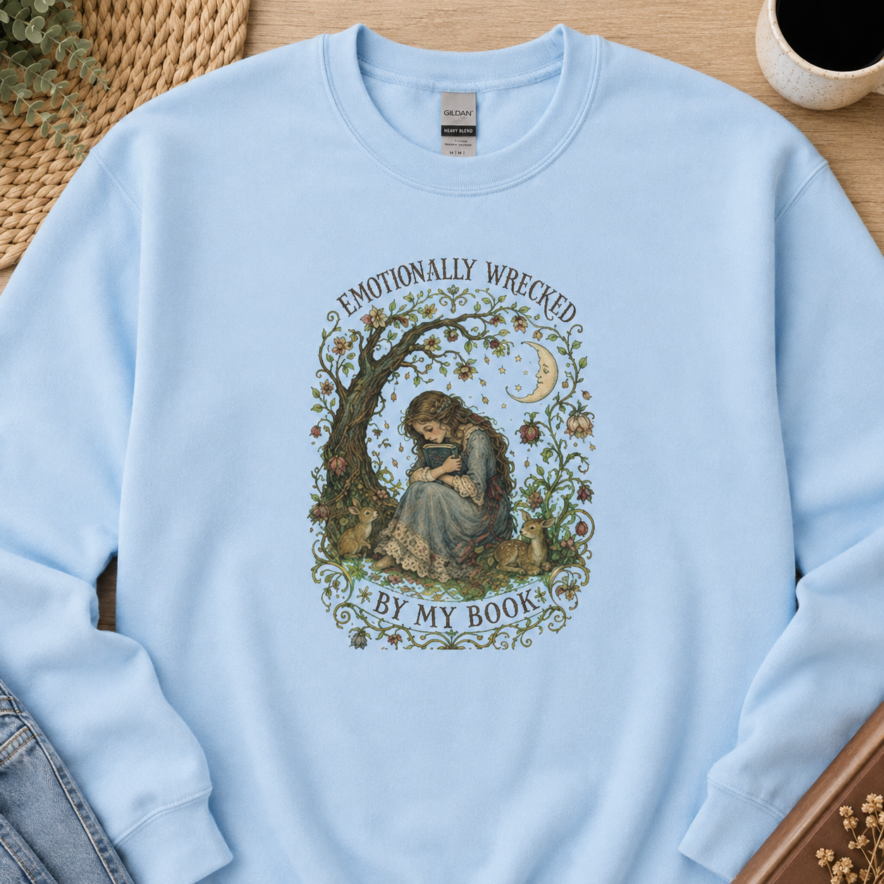 Emotionally Wrecked By My Book Sweatshirt, Book Lover Crewneck, Fantasy Reader Gift, Fairytale Bookish Pullover