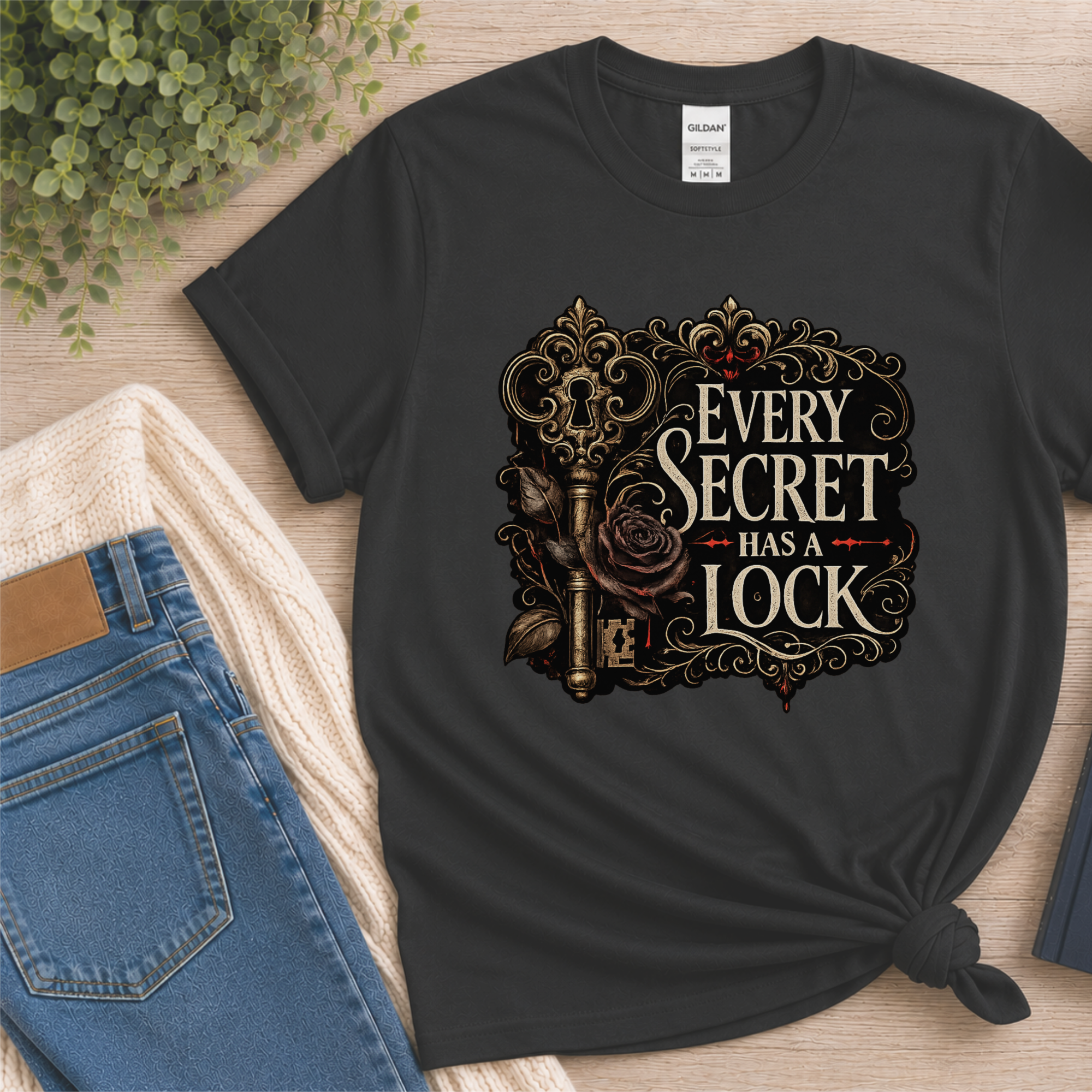 Every Secret Has a Lock Shirt, Gothic Book Lover Shirt, Mystery Reader Tee, Dark Academia T-Shirt, Thriller Reader Gift