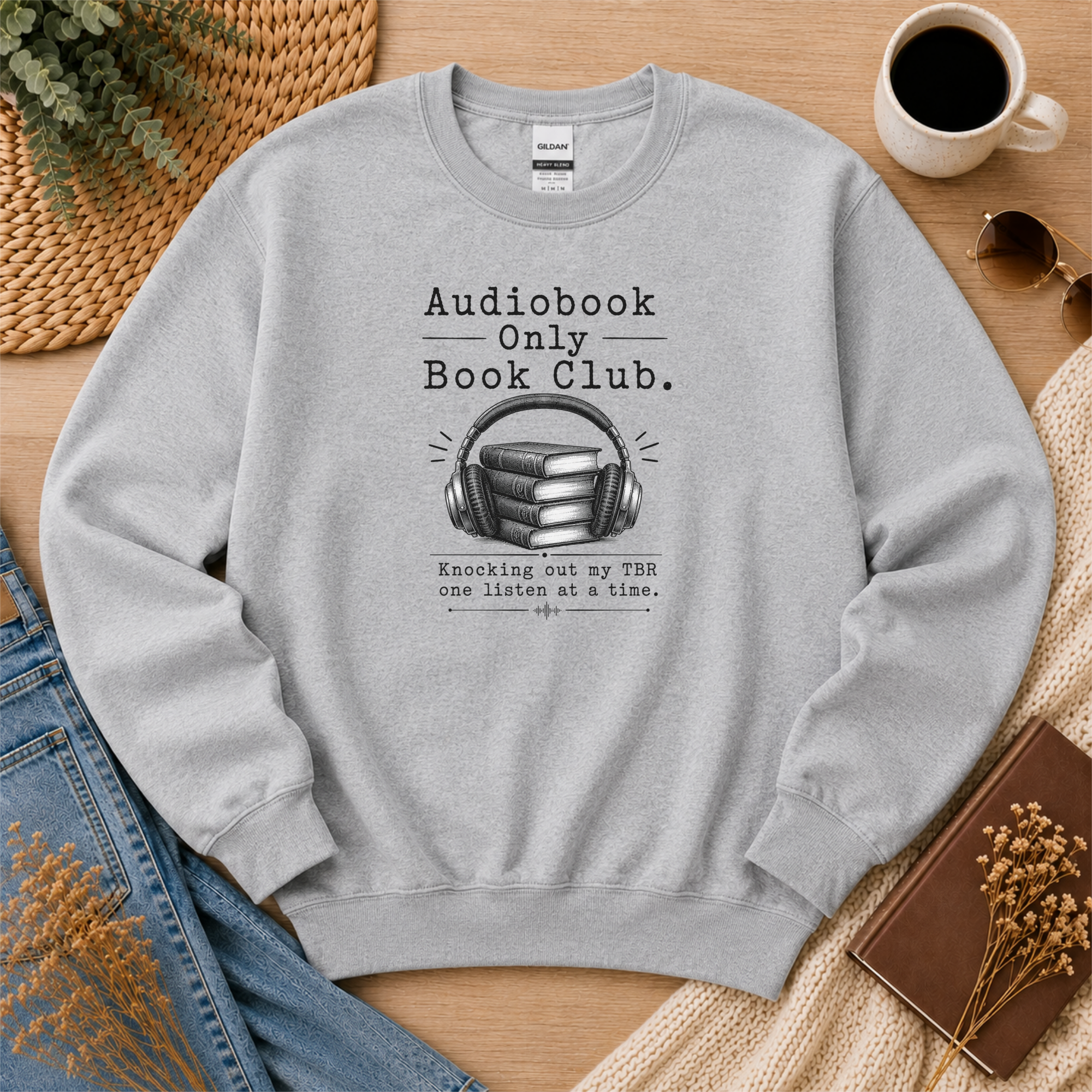 Audiobook Only Book Club Sweatshirt, Audiobook Lover Gift, Reader Crewneck, Cozy Book Club Pullover