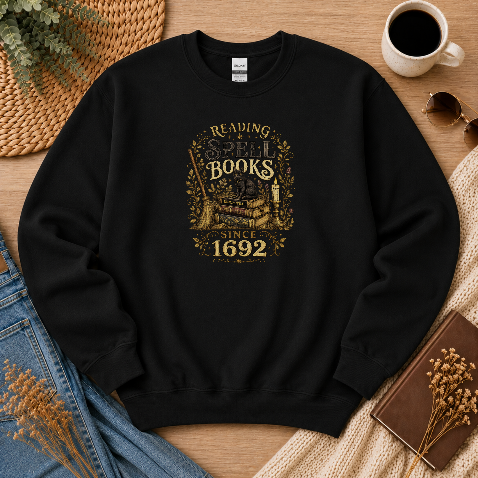 Reading Spell Books Since 1692 Sweatshirt, Witchy Reader Sweatshirt, Book Lover Crewneck, Cozy Witch Aesthetic Gift, Booktok Reader Apparel