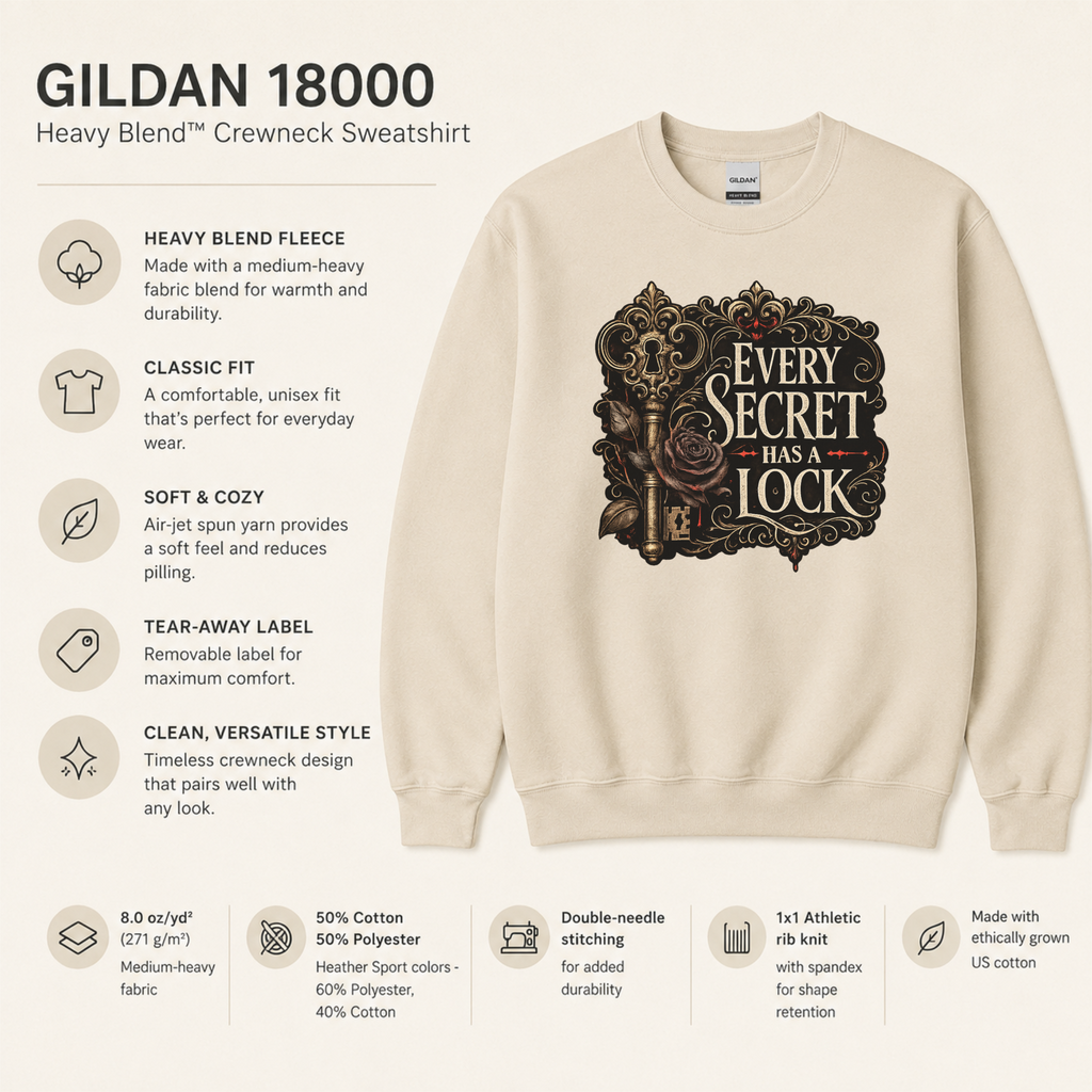Every Secret Has a Lock Sweatshirt, Gothic Book Lover Sweatshirt, Dark Academia Reader Gift, Mystery Thriller Crewneck