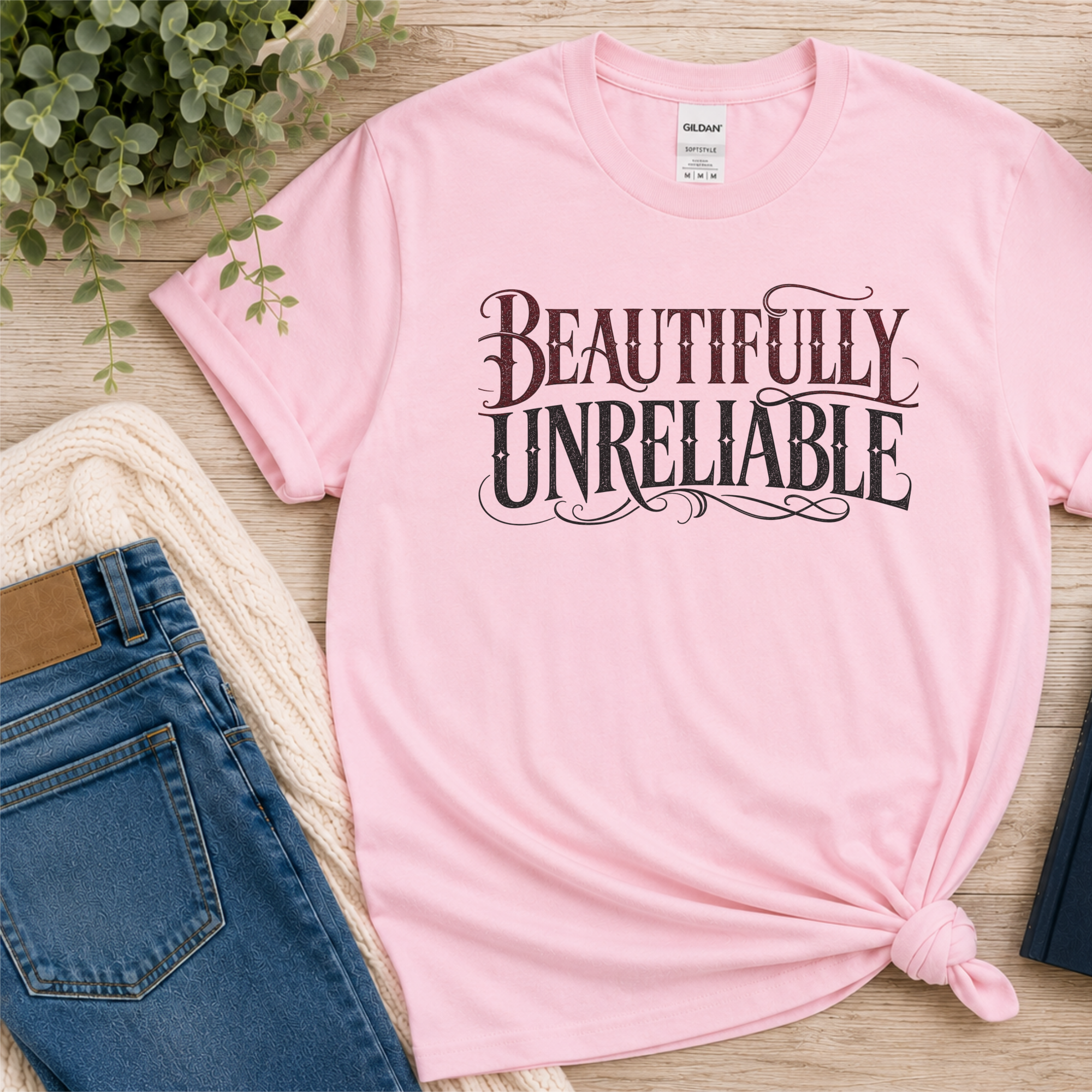 Beautifully Unreliable T-Shirt, Psychological Thriller Reader Shirt, Minimalist Book Lover Tee, Reader Gift