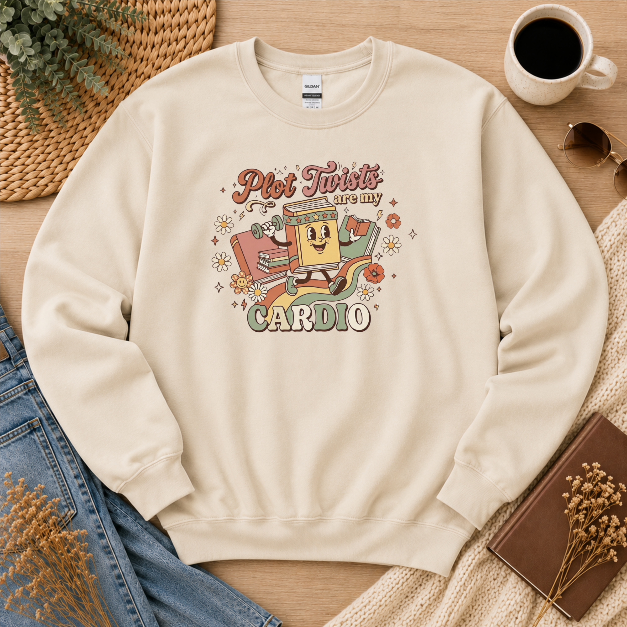 Plot Twists Are My Cardio Sweatshirt, Funny Thriller Reader Gift, Book Lover Crewneck, Mystery Reader Sweatshirt