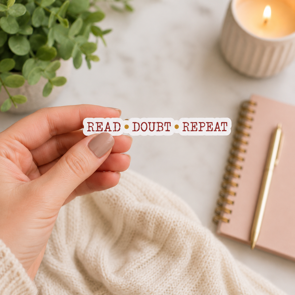 Read Doubt Repeat Sticker, Psychological Thriller Sticker, Mystery Reader Gift, Book Lover Sticker, Kindle Sticker, Laptop Sticker