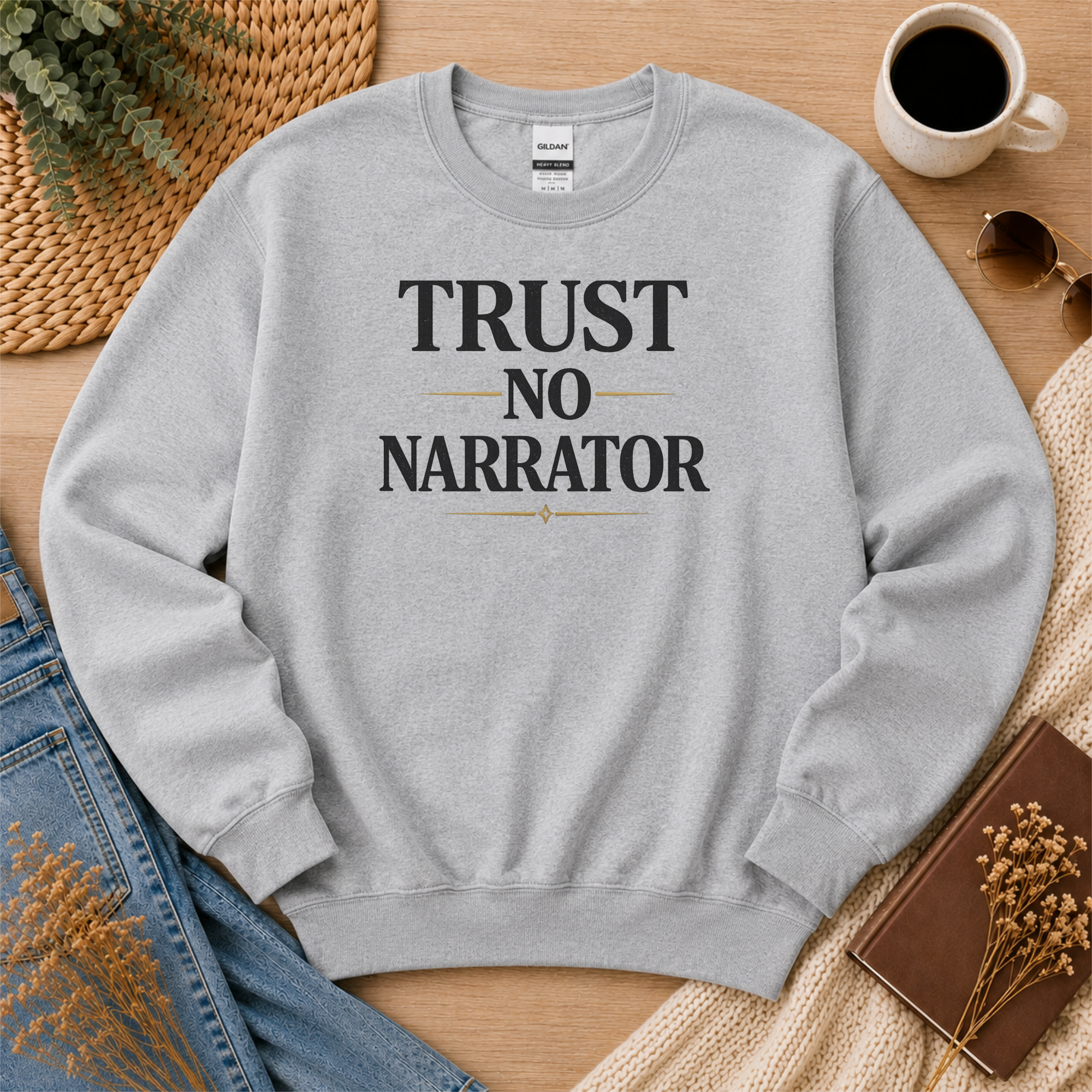 Trust No Narrator Sweatshirt, Psychological Thriller Reader Crewneck, Mystery Reader Gift, Book Club Sweatshirt