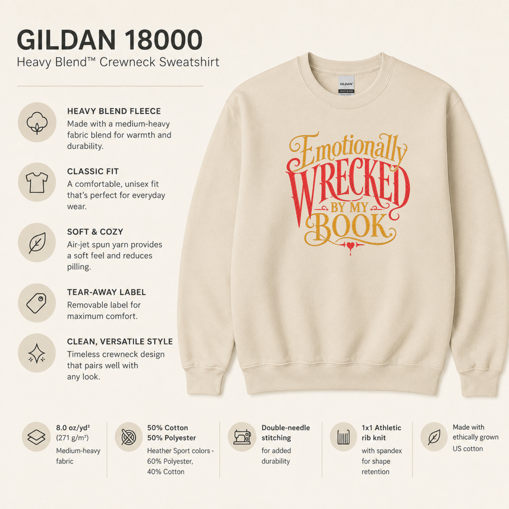 Emotionally Wrecked by My Book Sweatshirt, Book Lover Crewneck, Reader Gift, Literary Sweatshirt, Cozy Reading Pullover, Bookish Gift